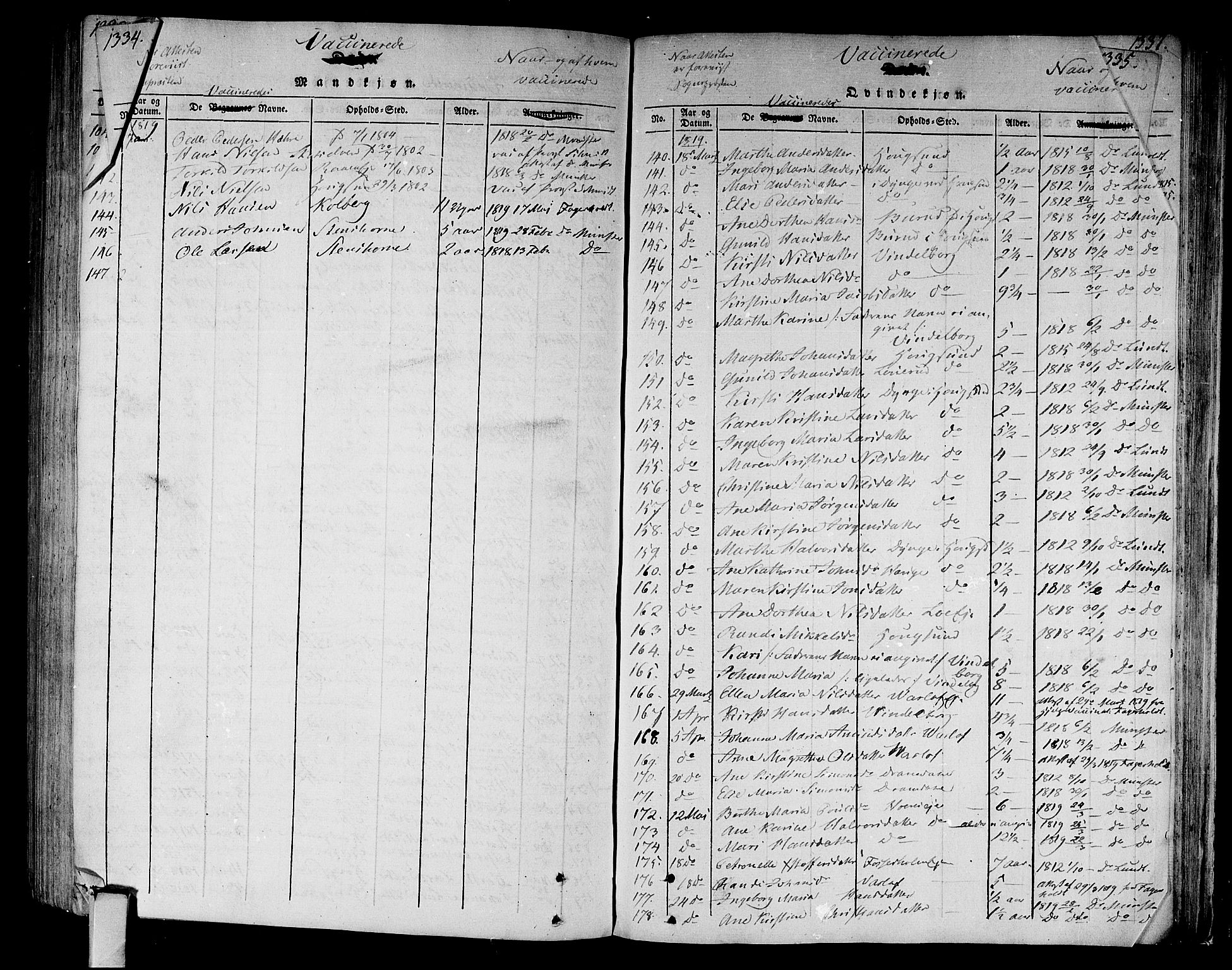 Eiker kirkebøker, AV/SAKO-A-4/F/Fa/L0010: Parish register (official) no. I 10, 1806-1815, p. 1334-1335