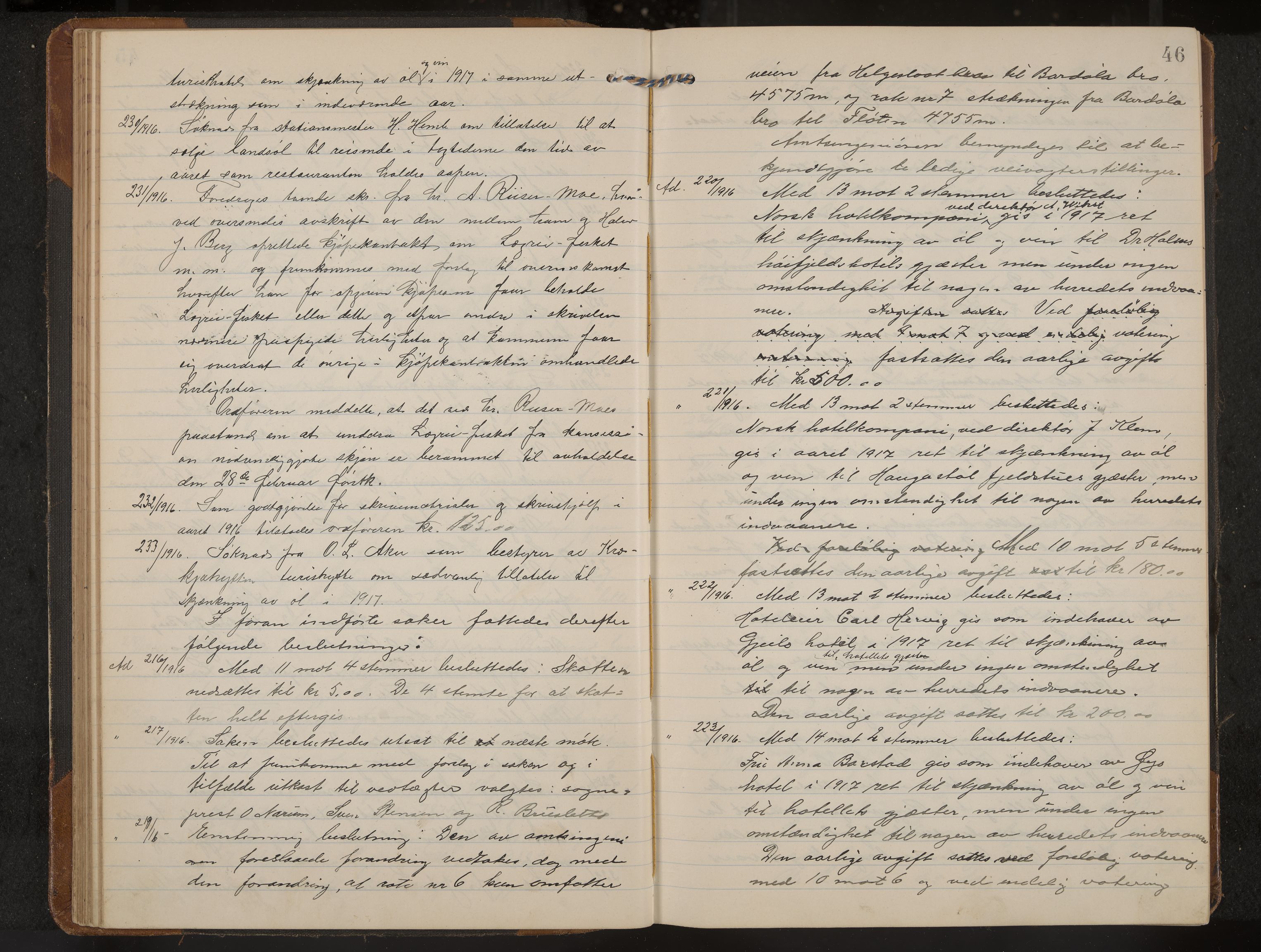 Hol formannskap og sentraladministrasjon, IKAK/0620021-1/A/L0006: Møtebok, 1916-1922, p. 46