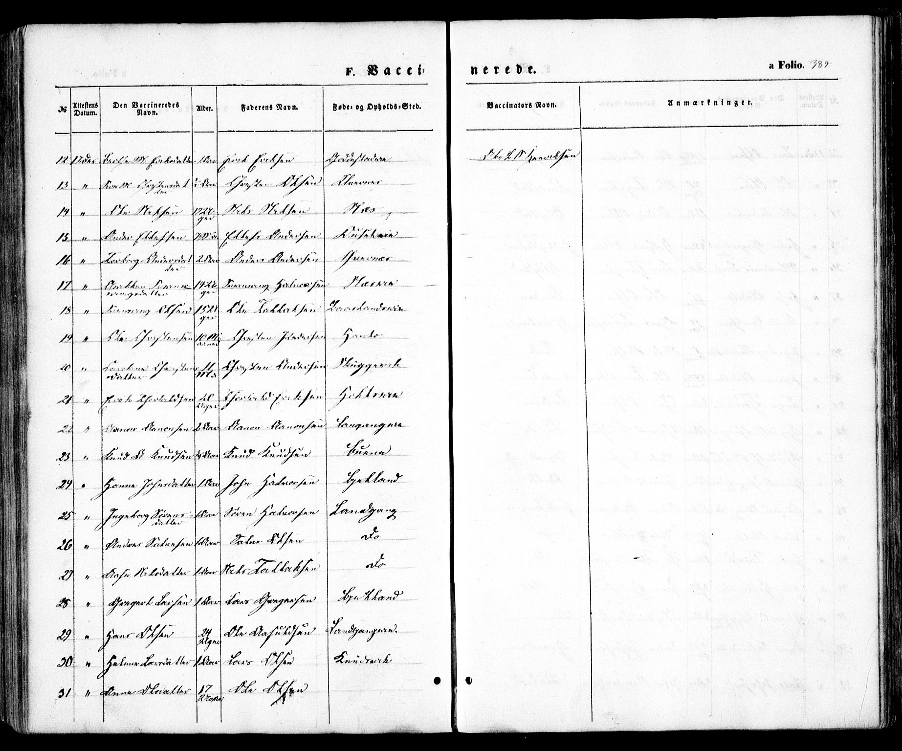 Holt sokneprestkontor, AV/SAK-1111-0021/F/Fa/L0008: Parish register (official) no. A 8, 1849-1860, p. 384