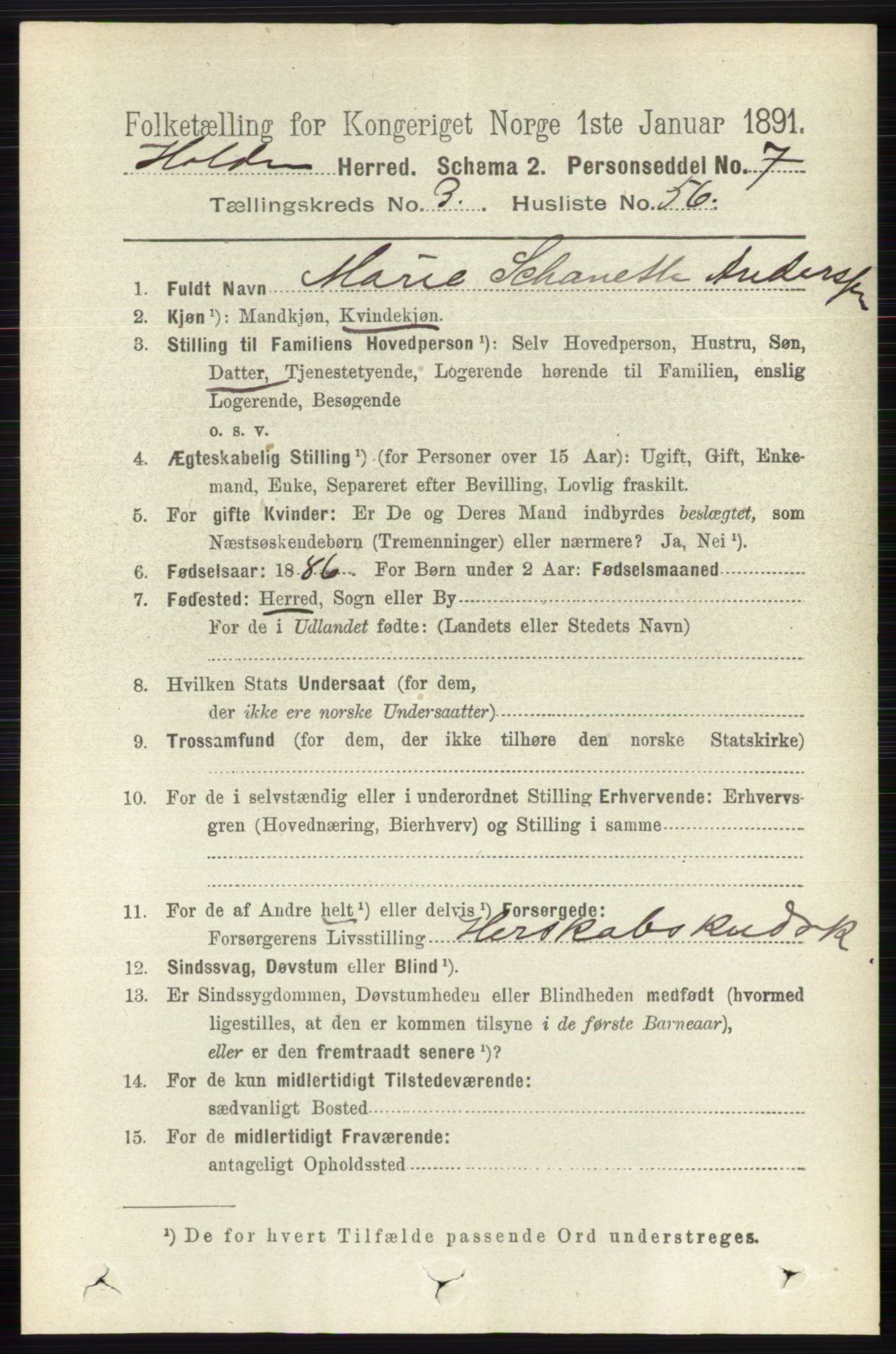 RA, 1891 census for 0819 Holla, 1891, p. 2025