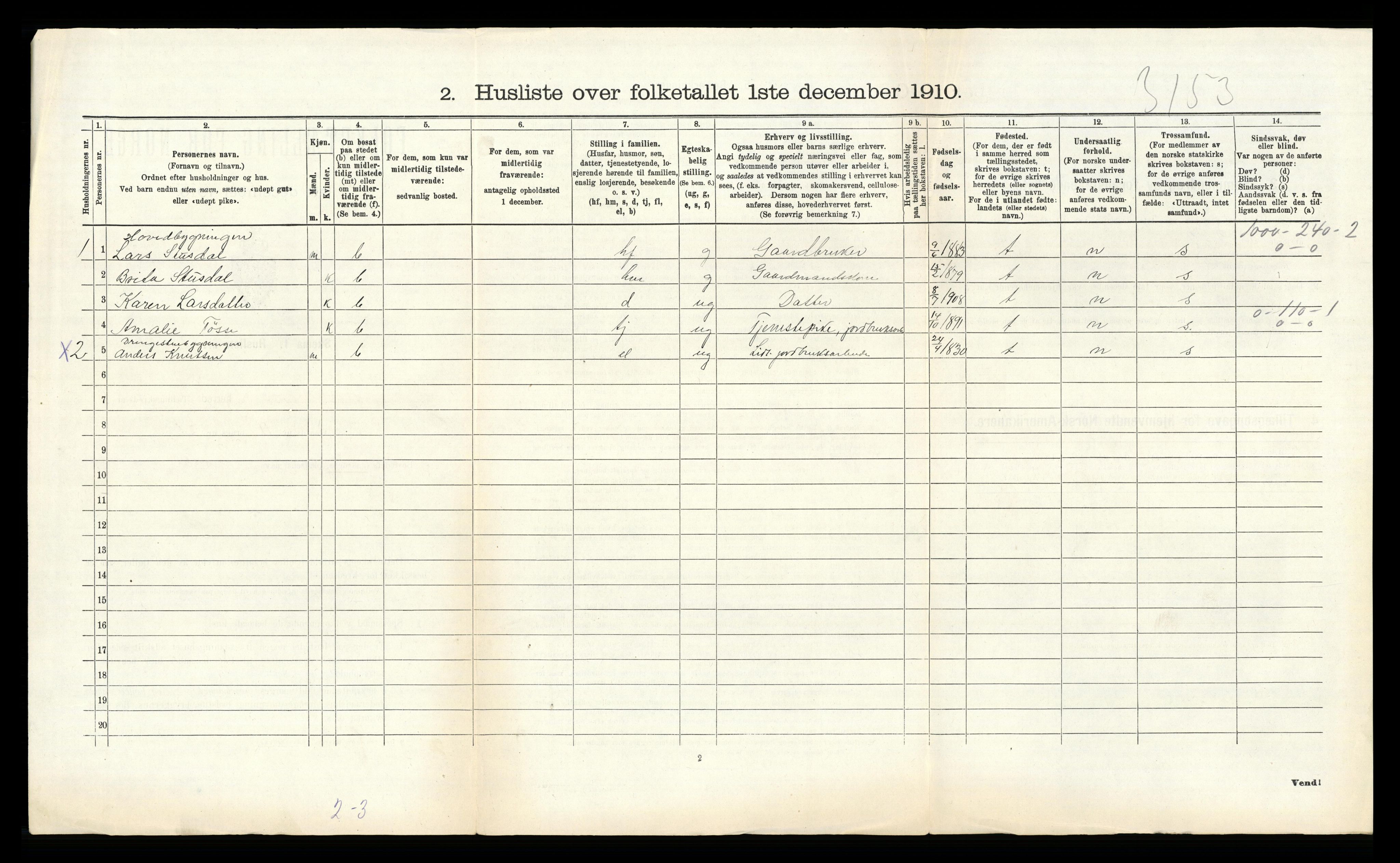 RA, 1910 census for Hosanger, 1910, p. 551