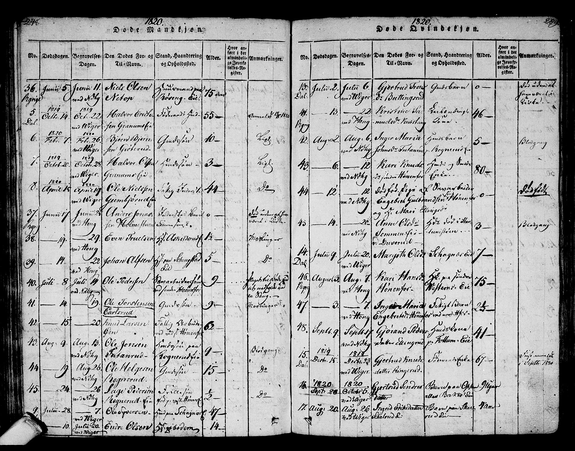 Norderhov kirkebøker, AV/SAKO-A-237/F/Fa/L0008: Parish register (official) no. 8, 1814-1833, p. 248-249