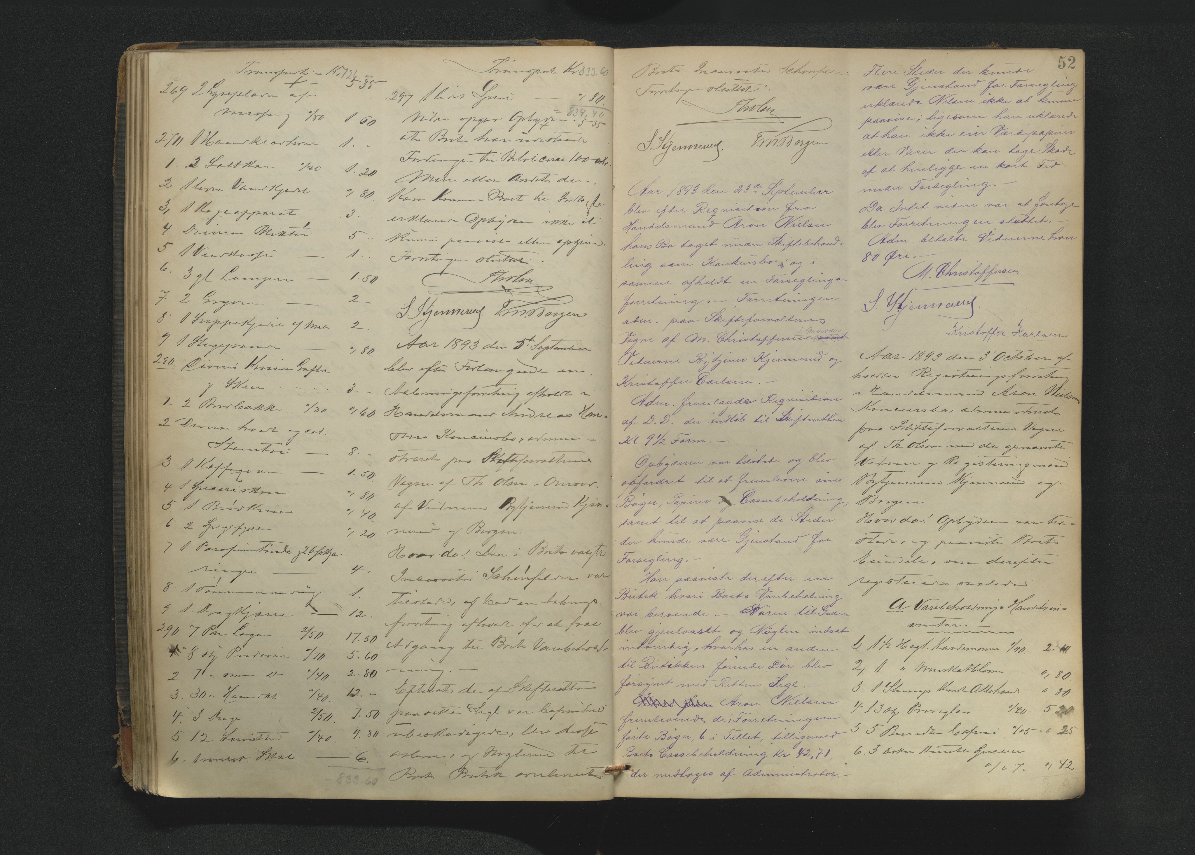 Drammen byfogd, AV/SAKO-A-222/H/Hb/Hbb/L0008: Registreringsprotokoll., 1892-1899, p. 52