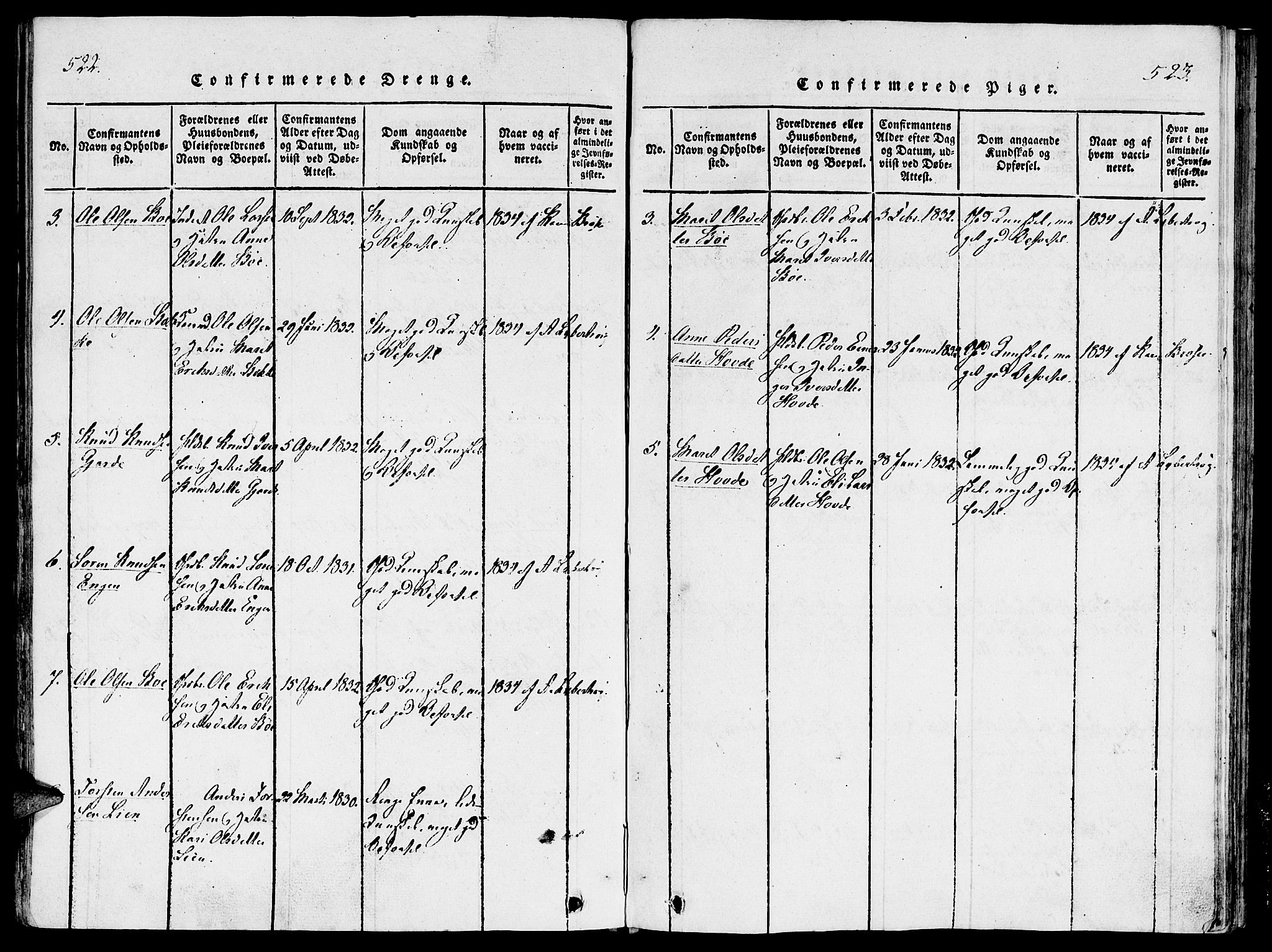 Ministerialprotokoller, klokkerbøker og fødselsregistre - Møre og Romsdal, SAT/A-1454/543/L0561: Parish register (official) no. 543A01, 1818-1853, p. 522-523