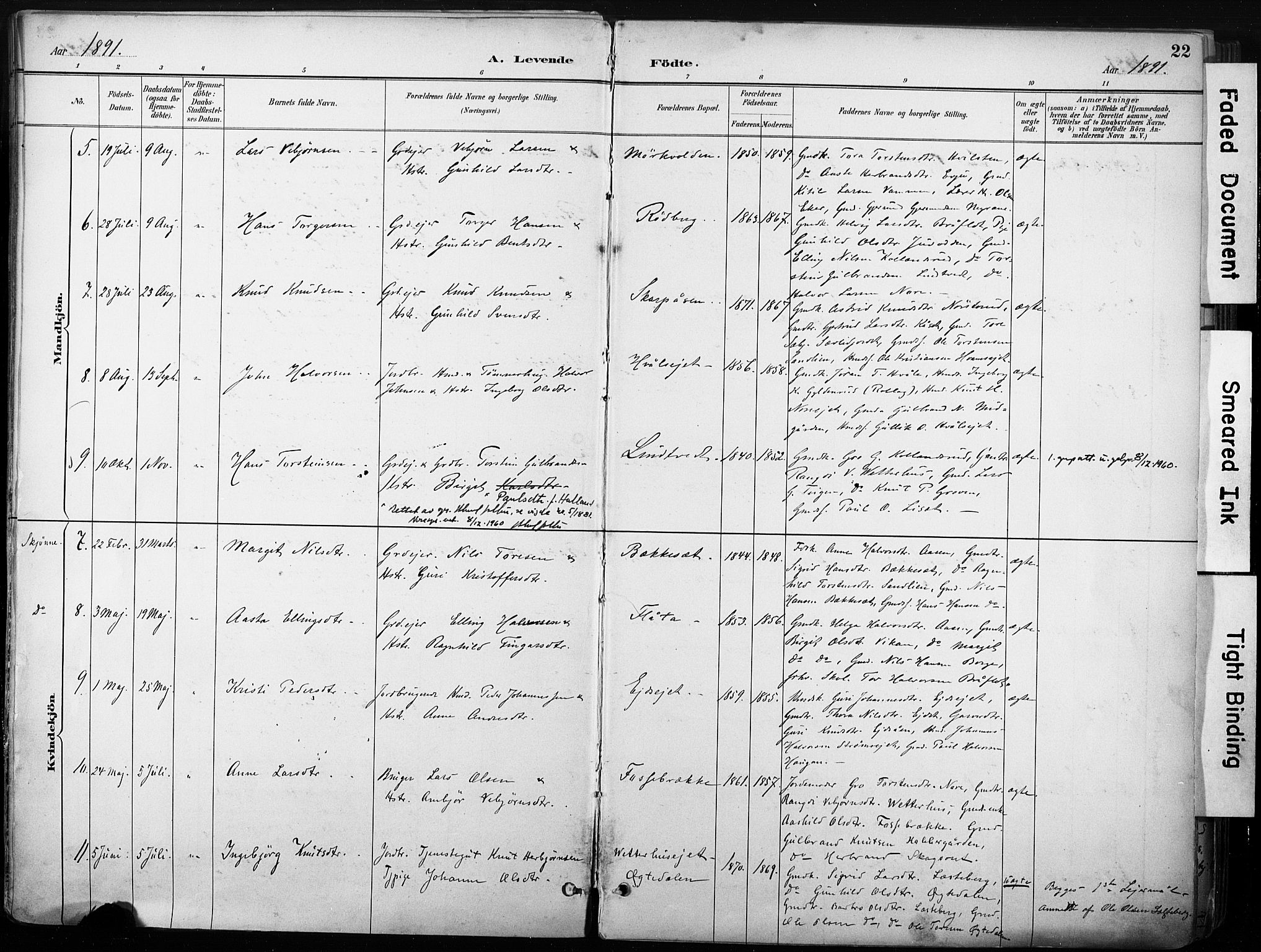 Nore kirkebøker, SAKO/A-238/F/Fb/L0002: Parish register (official) no. II 2, 1886-1906, p. 22