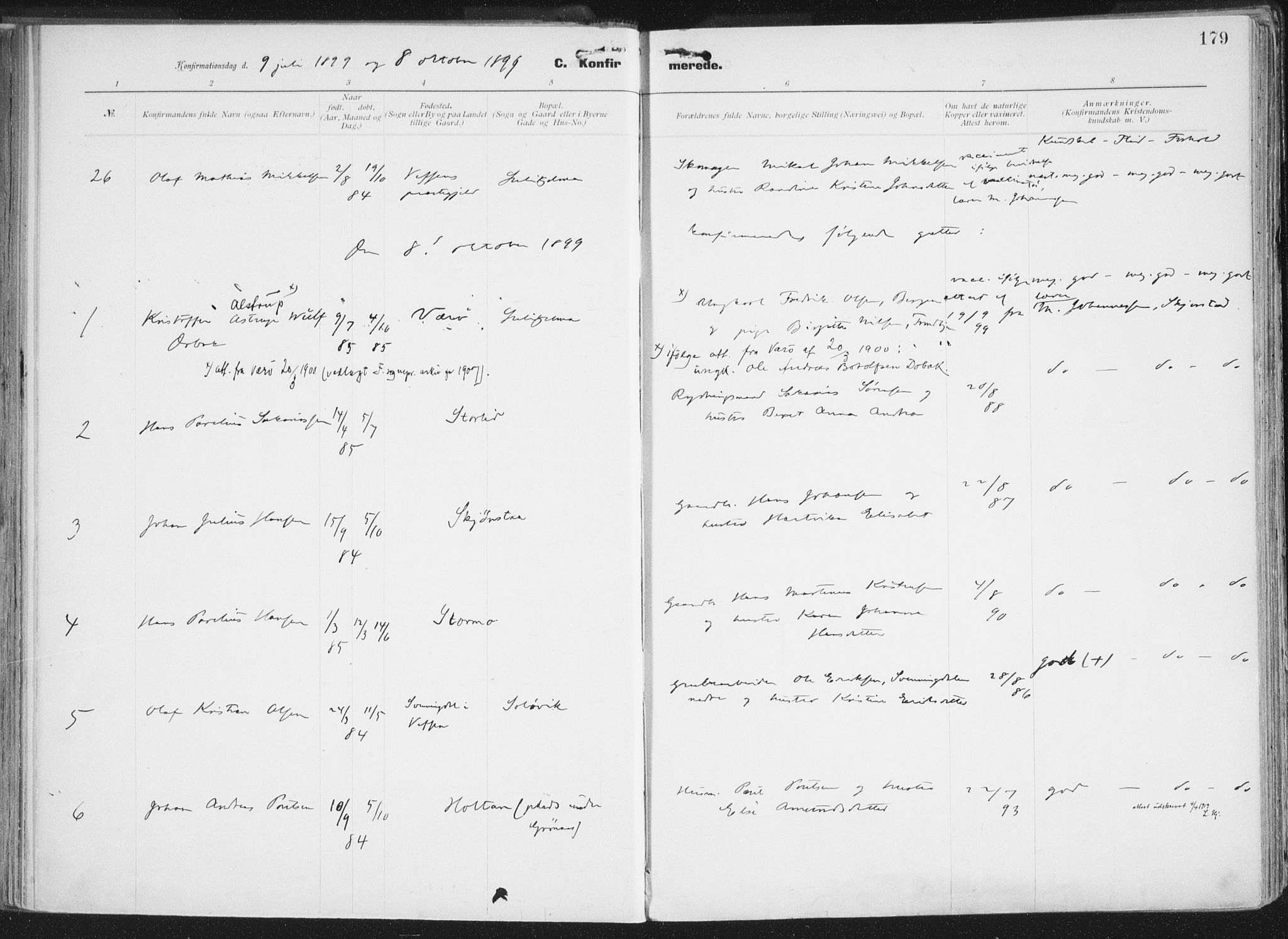 Ministerialprotokoller, klokkerbøker og fødselsregistre - Nordland, AV/SAT-A-1459/849/L0696: Parish register (official) no. 849A08, 1898-1910, p. 179