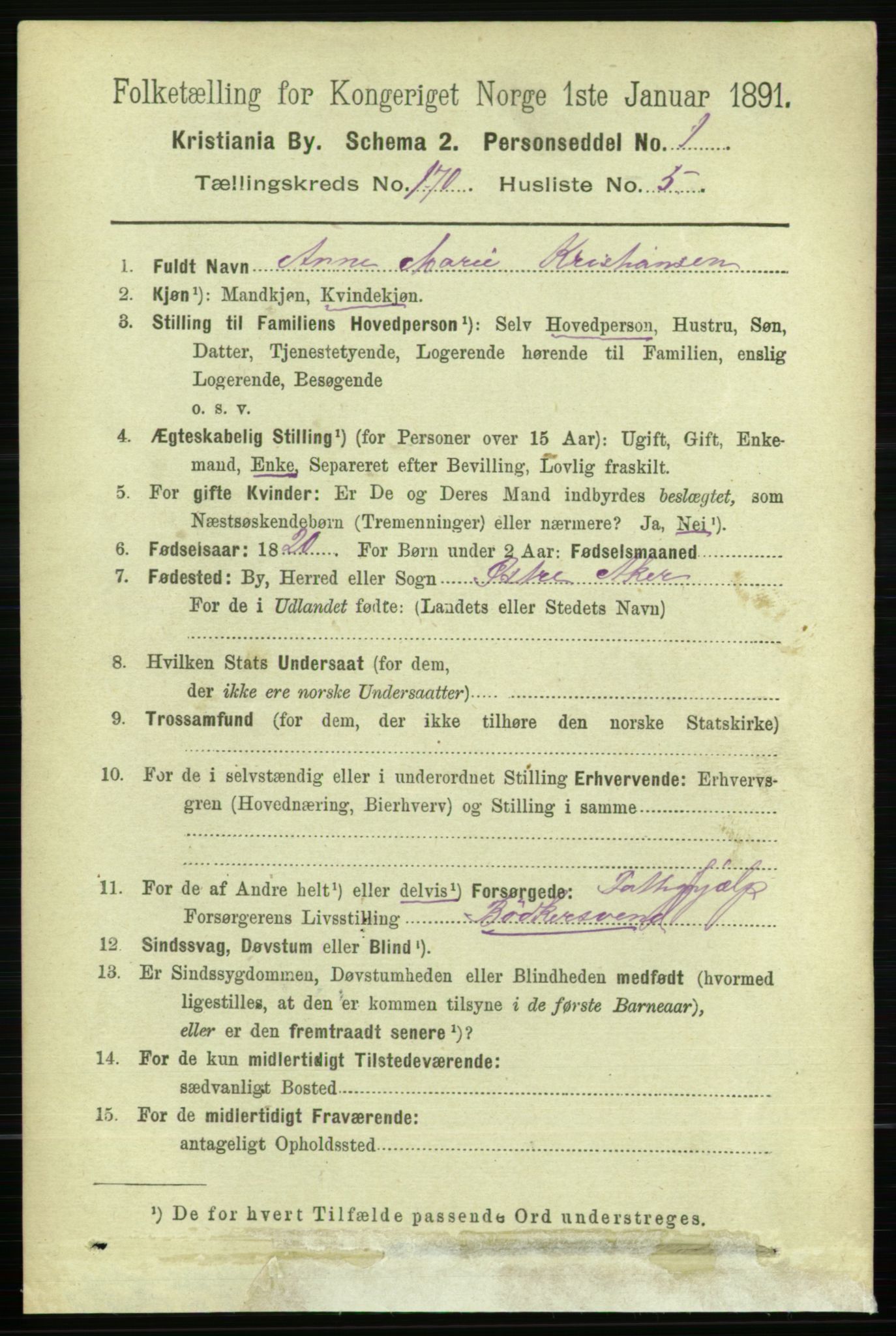 RA, 1891 census for 0301 Kristiania, 1891, p. 99732