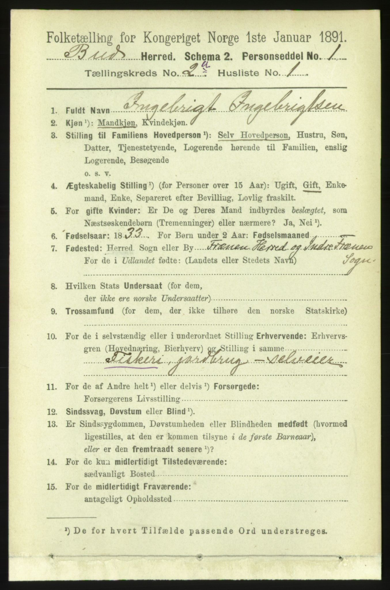 RA, 1891 census for 1549 Bud, 1891, p. 736