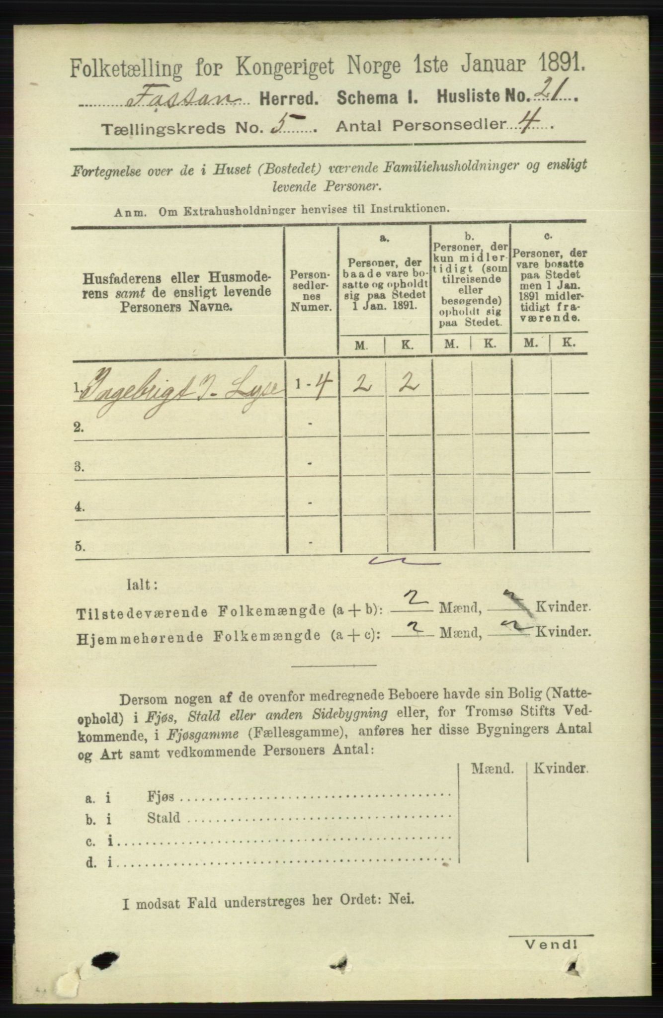 RA, 1891 census for 1129 Forsand, 1891, p. 754