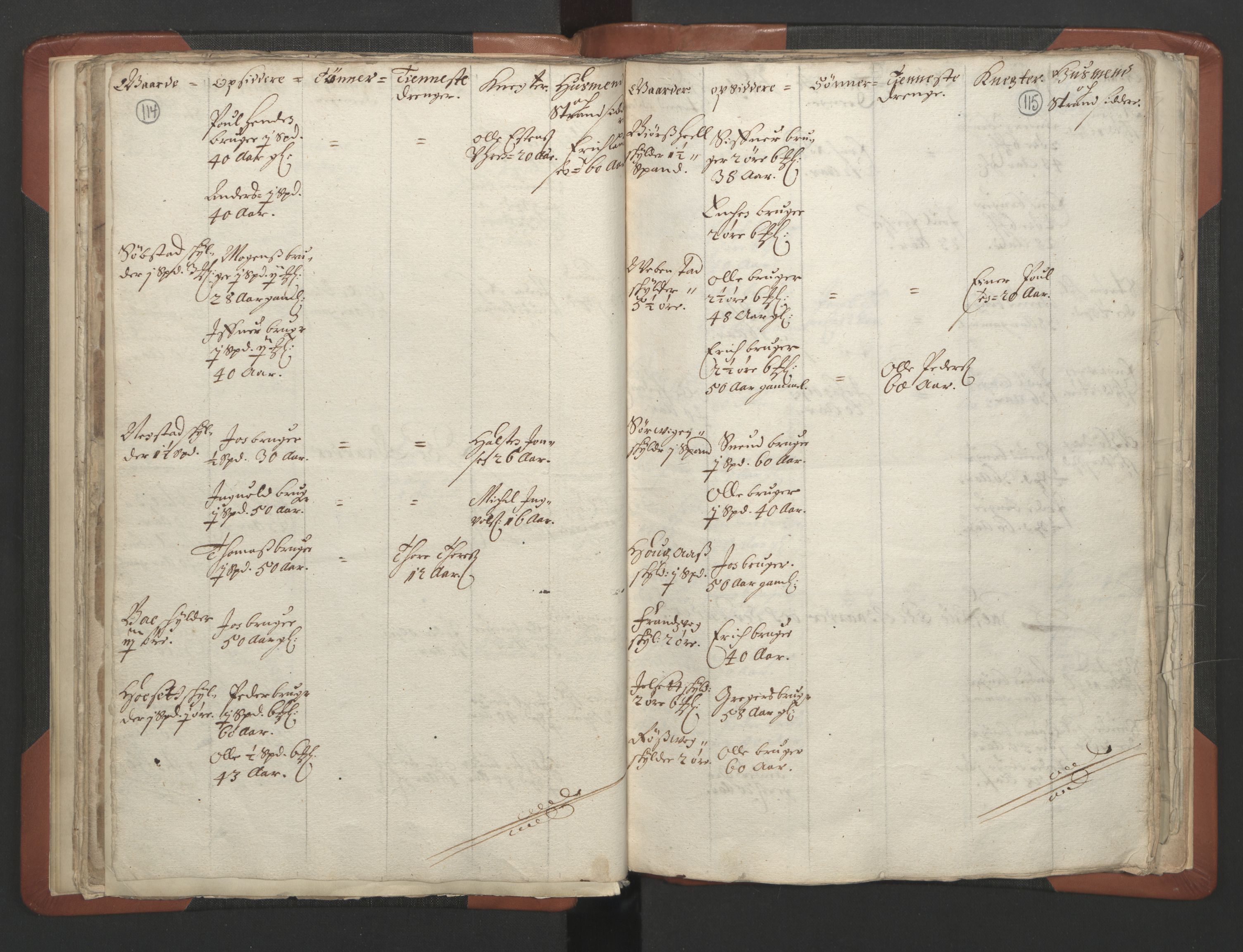 RA, Vicar's Census 1664-1666, no. 28: Nordmøre deanery, 1664-1666, p. 114-115