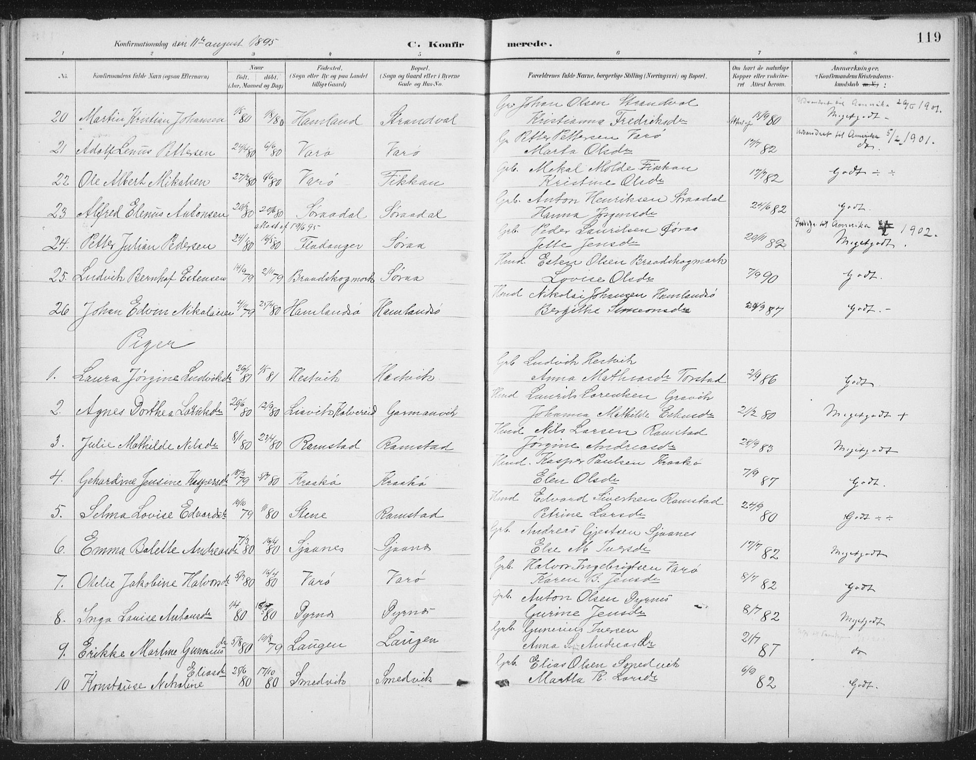 Ministerialprotokoller, klokkerbøker og fødselsregistre - Nord-Trøndelag, SAT/A-1458/784/L0673: Parish register (official) no. 784A08, 1888-1899, p. 119