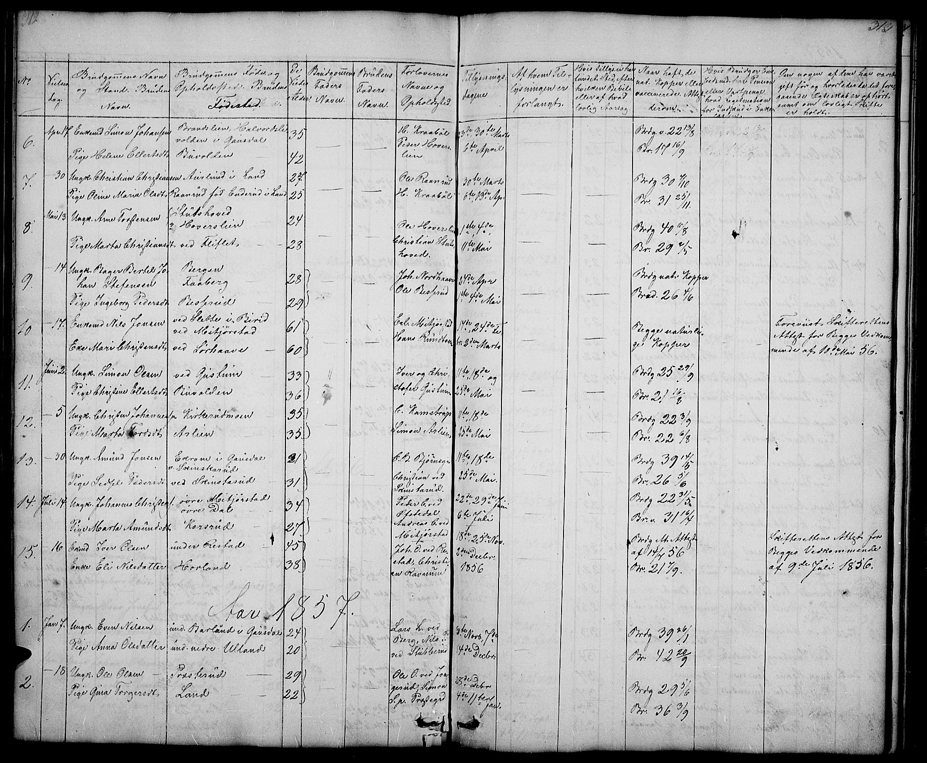 Fåberg prestekontor, SAH/PREST-086/H/Ha/Hab/L0005: Parish register (copy) no. 5, 1837-1864, p. 312-313