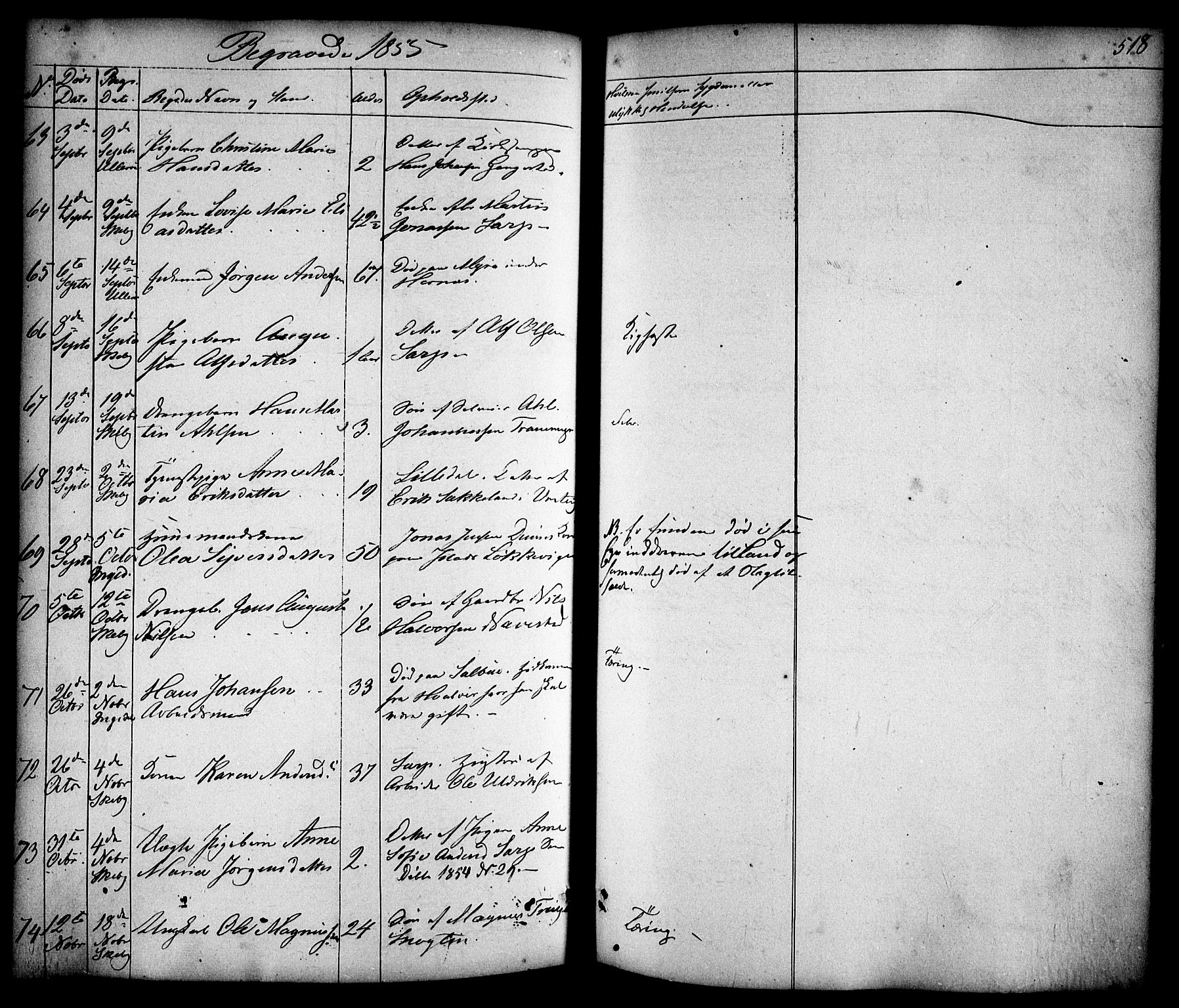 Skjeberg prestekontor Kirkebøker, AV/SAO-A-10923/F/Fa/L0006: Parish register (official) no. I 6, 1846-1858, p. 518