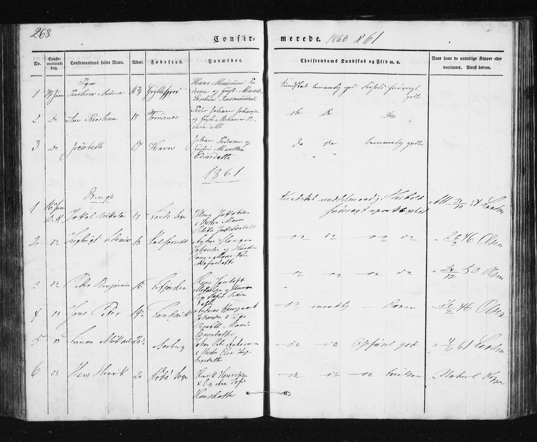 Berg sokneprestkontor, SATØ/S-1318/G/Ga/Gab/L0011klokker: Parish register (copy) no. 11, 1833-1878, p. 268