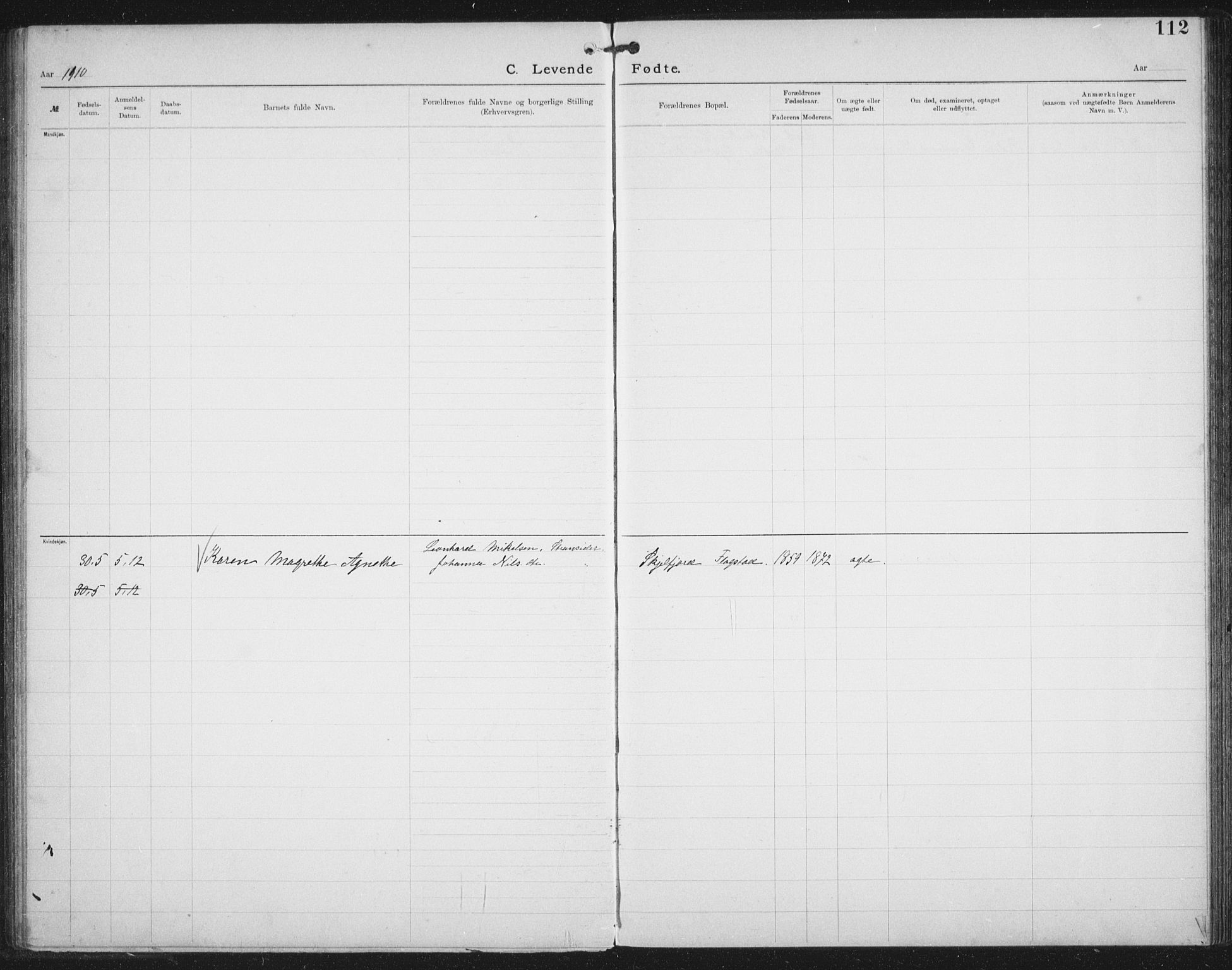 Ministerialprotokoller, klokkerbøker og fødselsregistre - Nordland, SAT/A-1459/881/L1174: Dissenter register no. 881D01, 1891-1933, p. 112