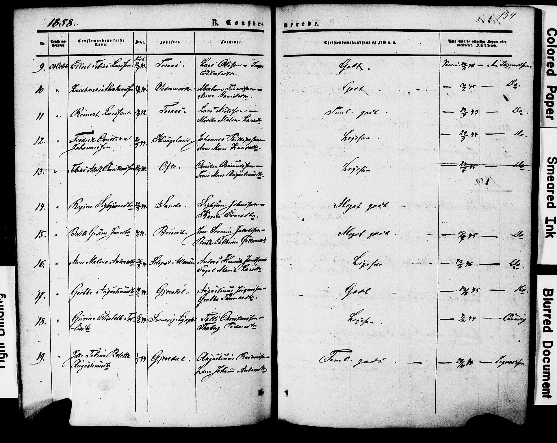 Herad sokneprestkontor, AV/SAK-1111-0018/F/Fa/Faa/L0005: Parish register (official) no. A 5, 1853-1886, p. 154