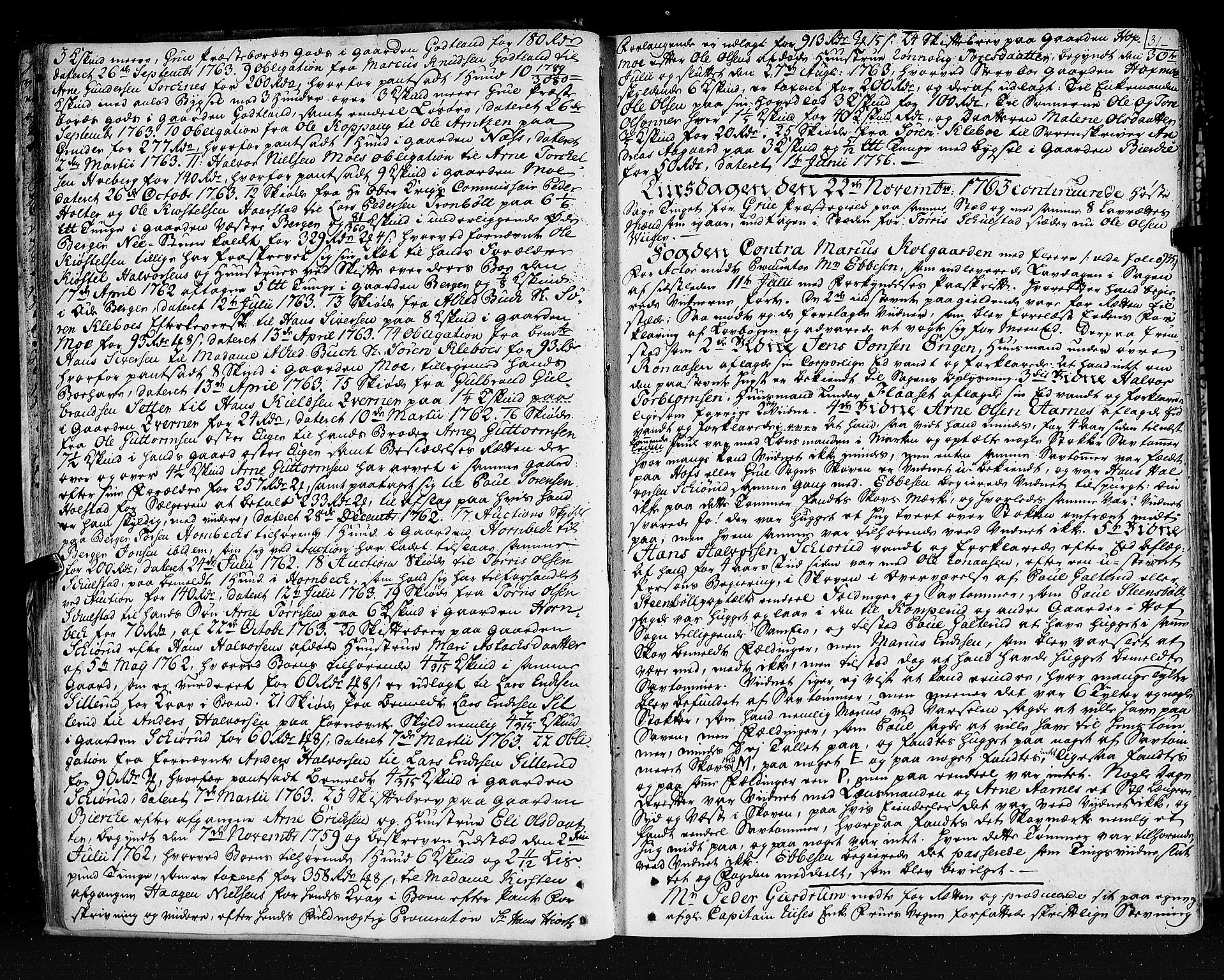 Solør og Østerdalen sorenskriveri, AV/SAH-TING-024/G/Gb/L0070: Tingbok, 1763-1766, p. 30b-31a