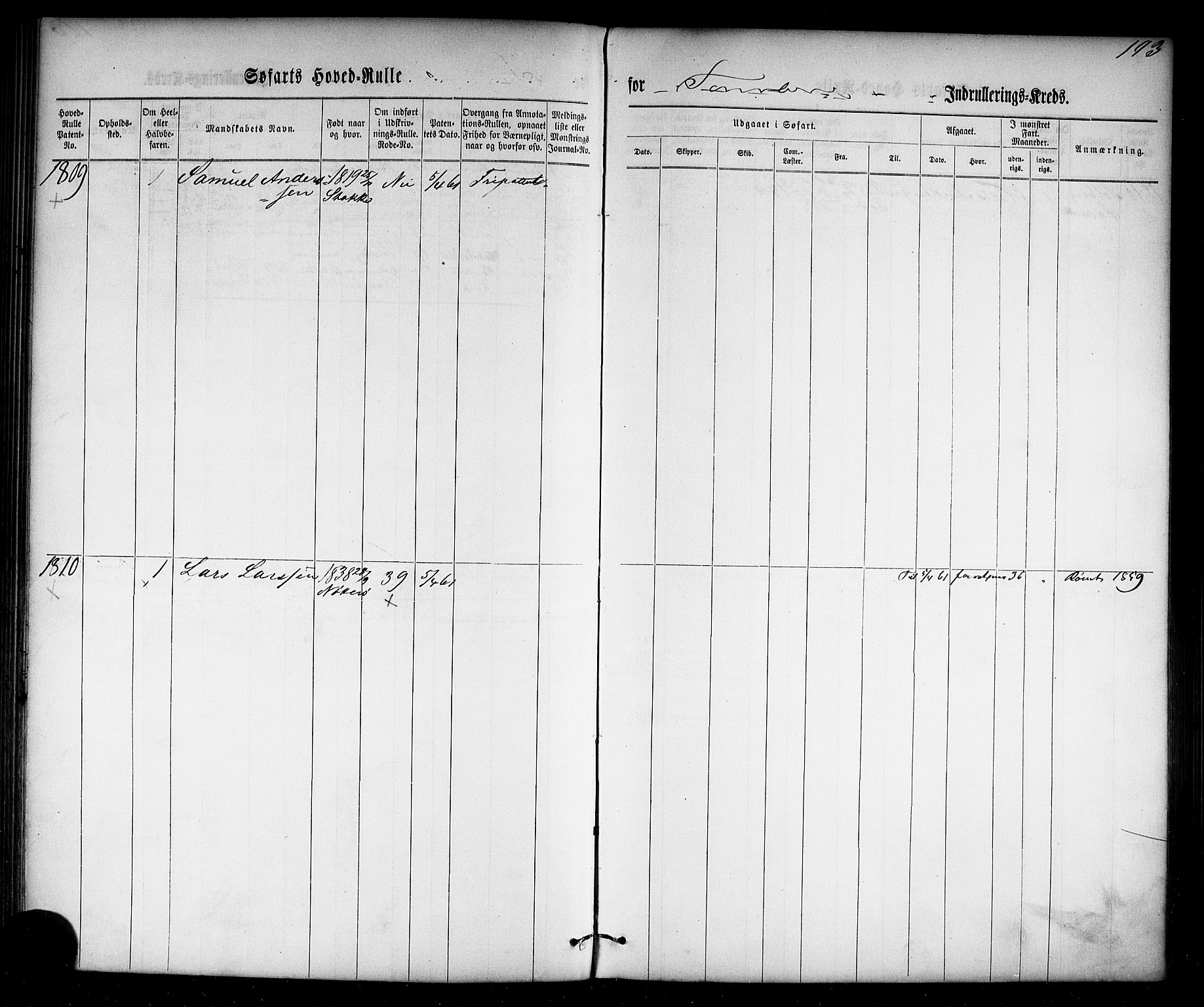 Tønsberg innrulleringskontor, SAKO/A-786/F/Fc/Fca/L0002: Hovedrulle Patent nr. 1429-2133, 1861-1868, p. 232