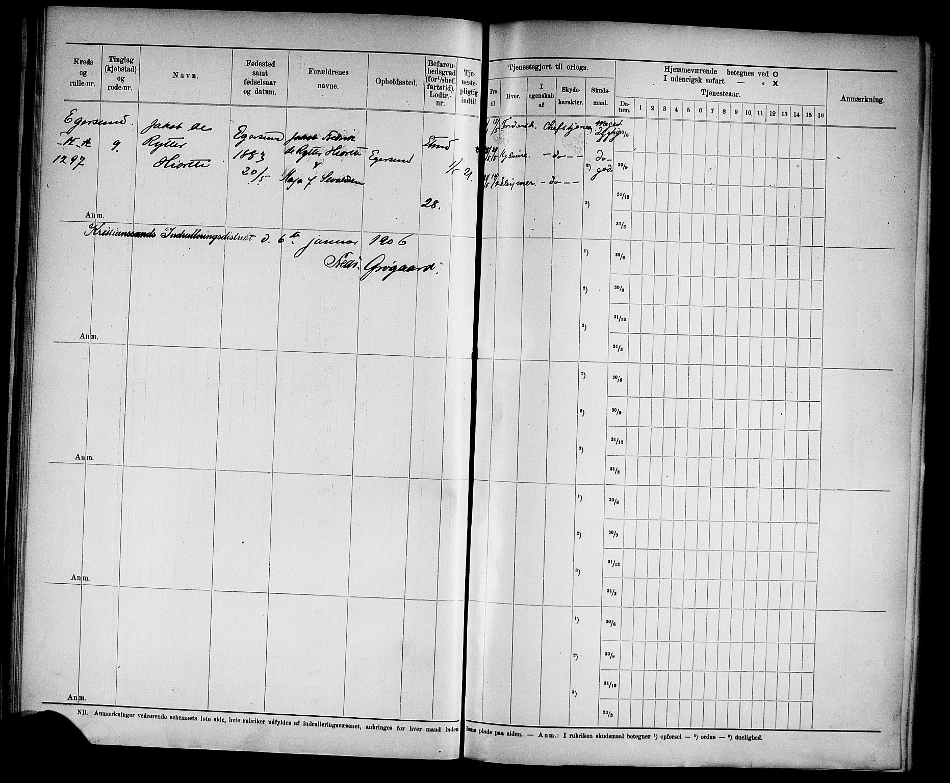 Kristiansand mønstringskrets, SAK/2031-0015/F/Fd/L0007: Rulle sjøvernepliktige, C-7, 1905, p. 47