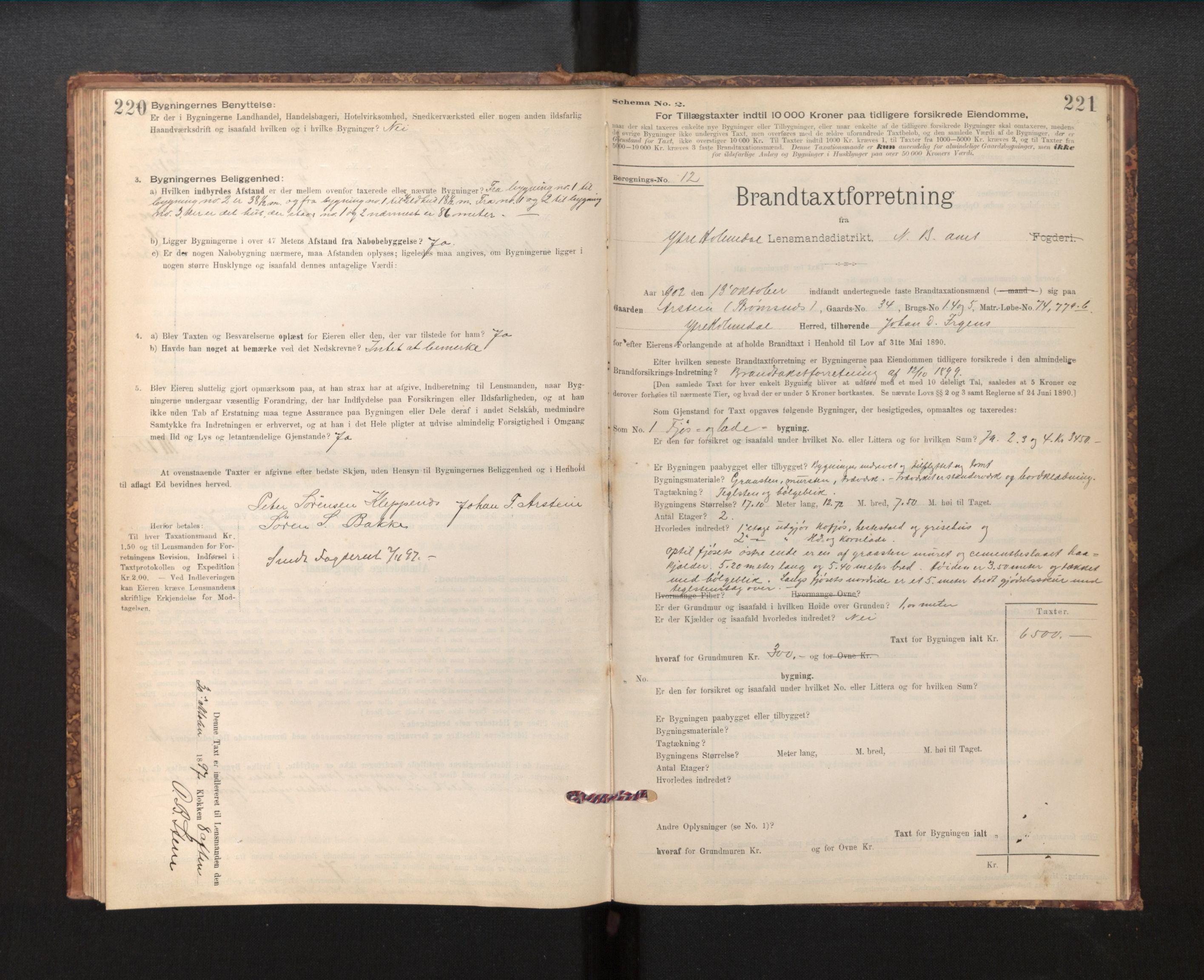 Lensmannen i Fjaler, SAB/A-27201/0012/L0006: Branntakstprotokoll, skjematakst, 1895-1937, p. 220-221
