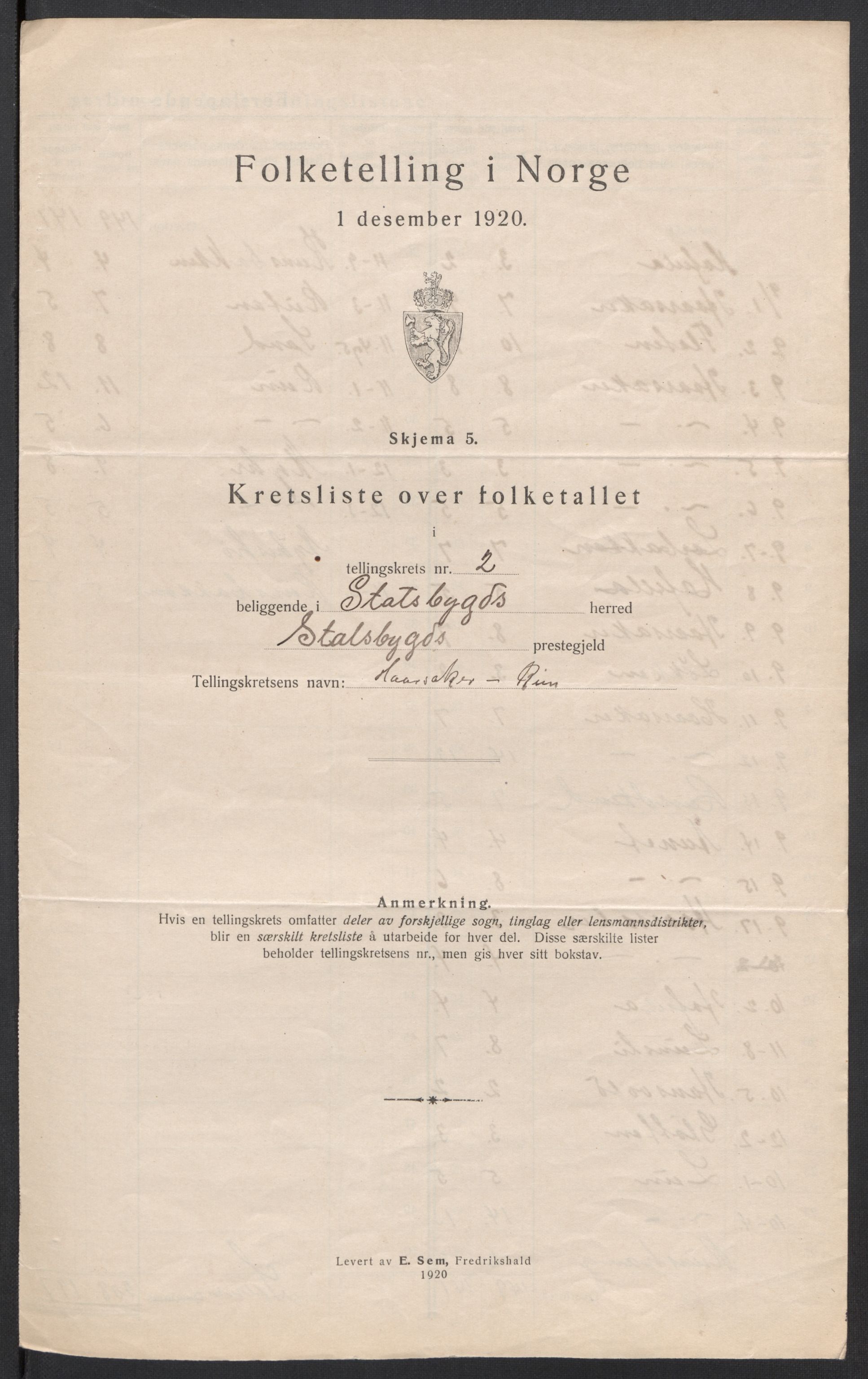 SAT, 1920 census for Stadsbygd, 1920, p. 12