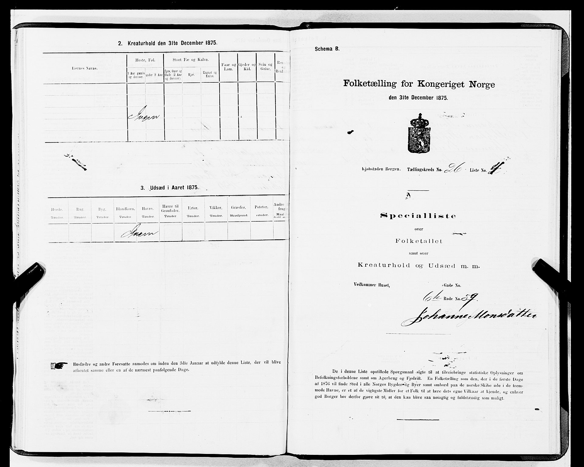 SAB, 1875 census for 1301 Bergen, 1875, p. 1294