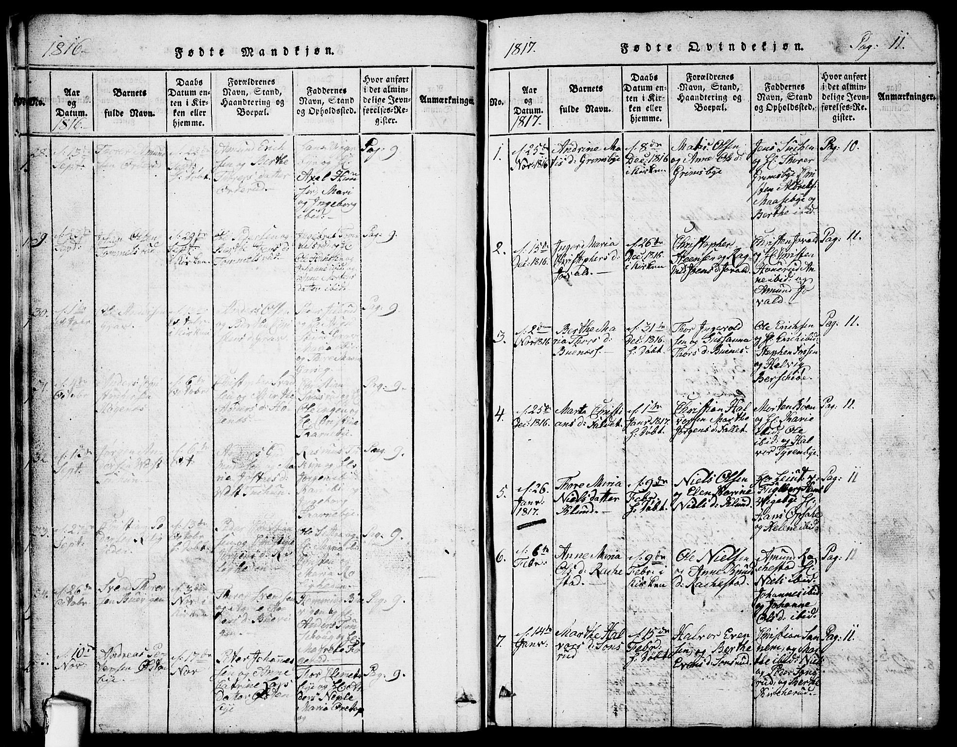 Rødenes prestekontor Kirkebøker, AV/SAO-A-2005/G/Ga/L0001: Parish register (copy) no.  I 1, 1814-1841, p. 11