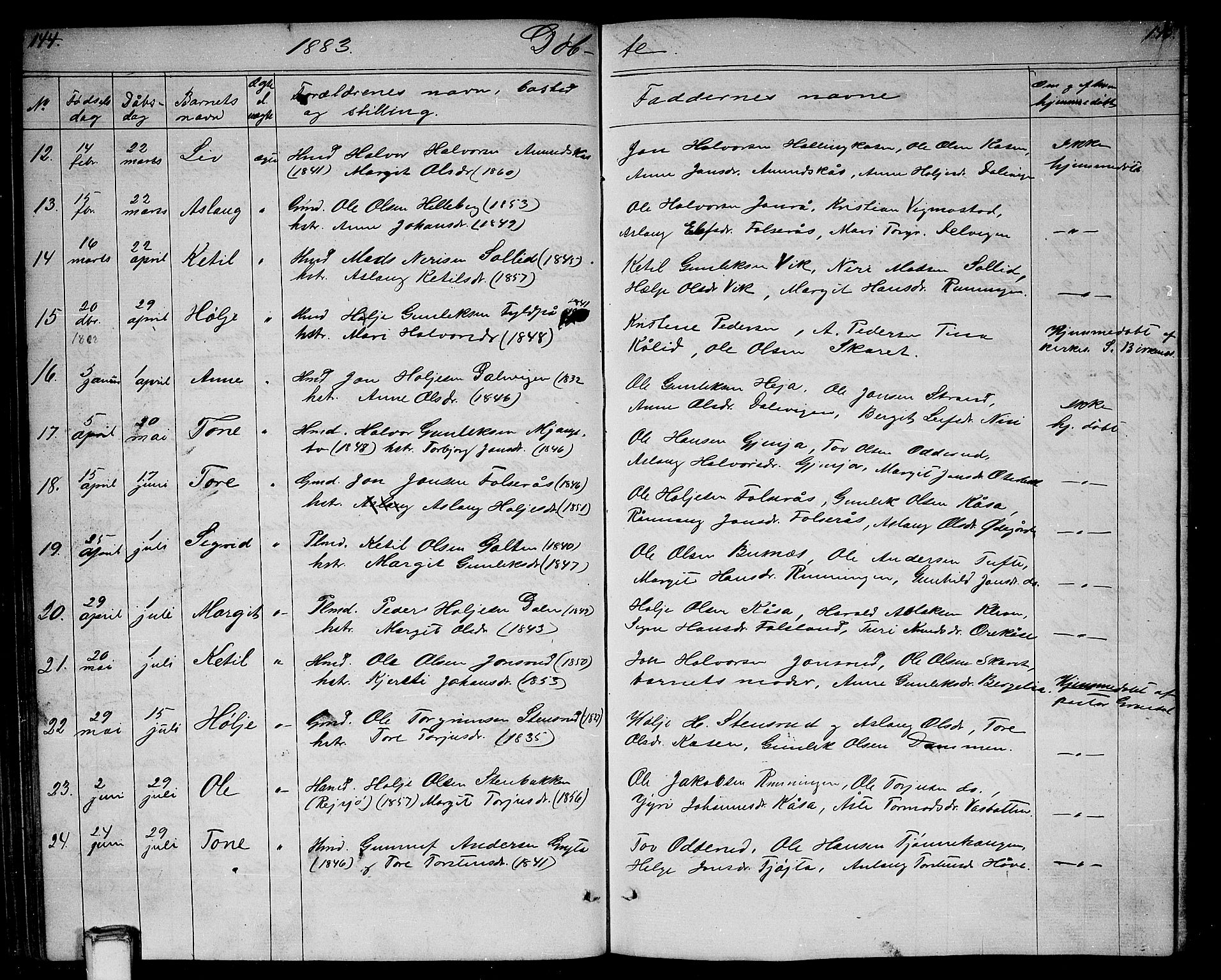 Gransherad kirkebøker, SAKO/A-267/G/Ga/L0002: Parish register (copy) no. I 2, 1854-1886, p. 144-145