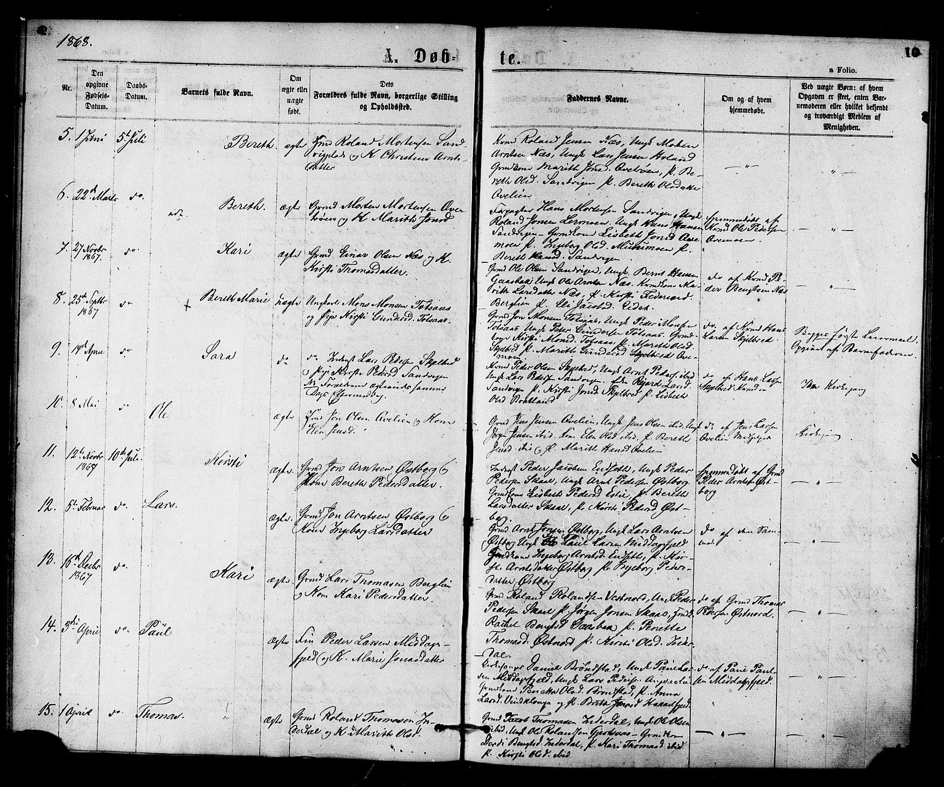 Ministerialprotokoller, klokkerbøker og fødselsregistre - Nord-Trøndelag, SAT/A-1458/755/L0493: Parish register (official) no. 755A02, 1865-1881, p. 10