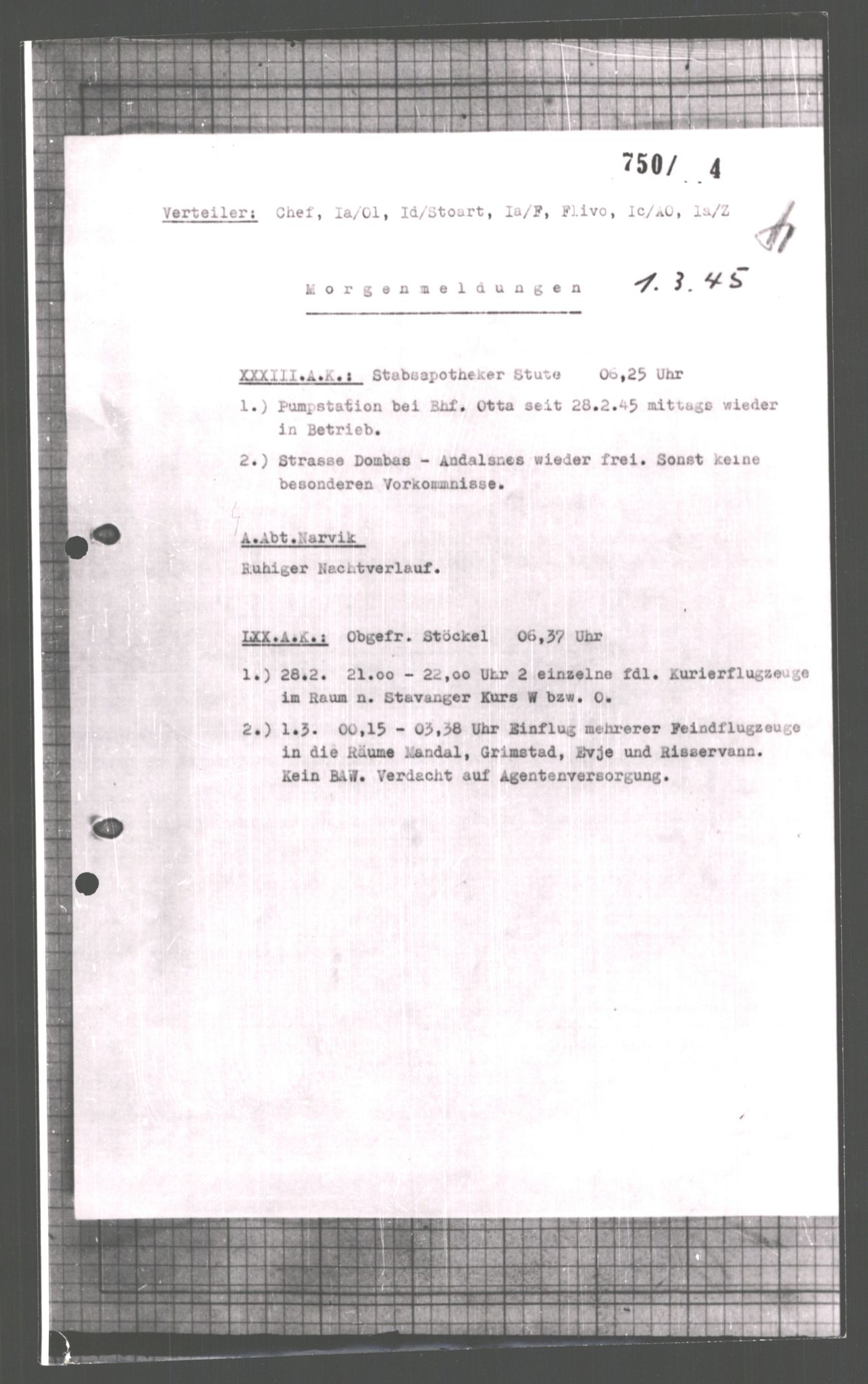 Forsvarets Overkommando. 2 kontor. Arkiv 11.4. Spredte tyske arkivsaker, AV/RA-RAFA-7031/D/Dar/Dara/L0008: Krigsdagbøker for 20. Gebirgs-Armee-Oberkommando (AOK 20), 1945, p. 10