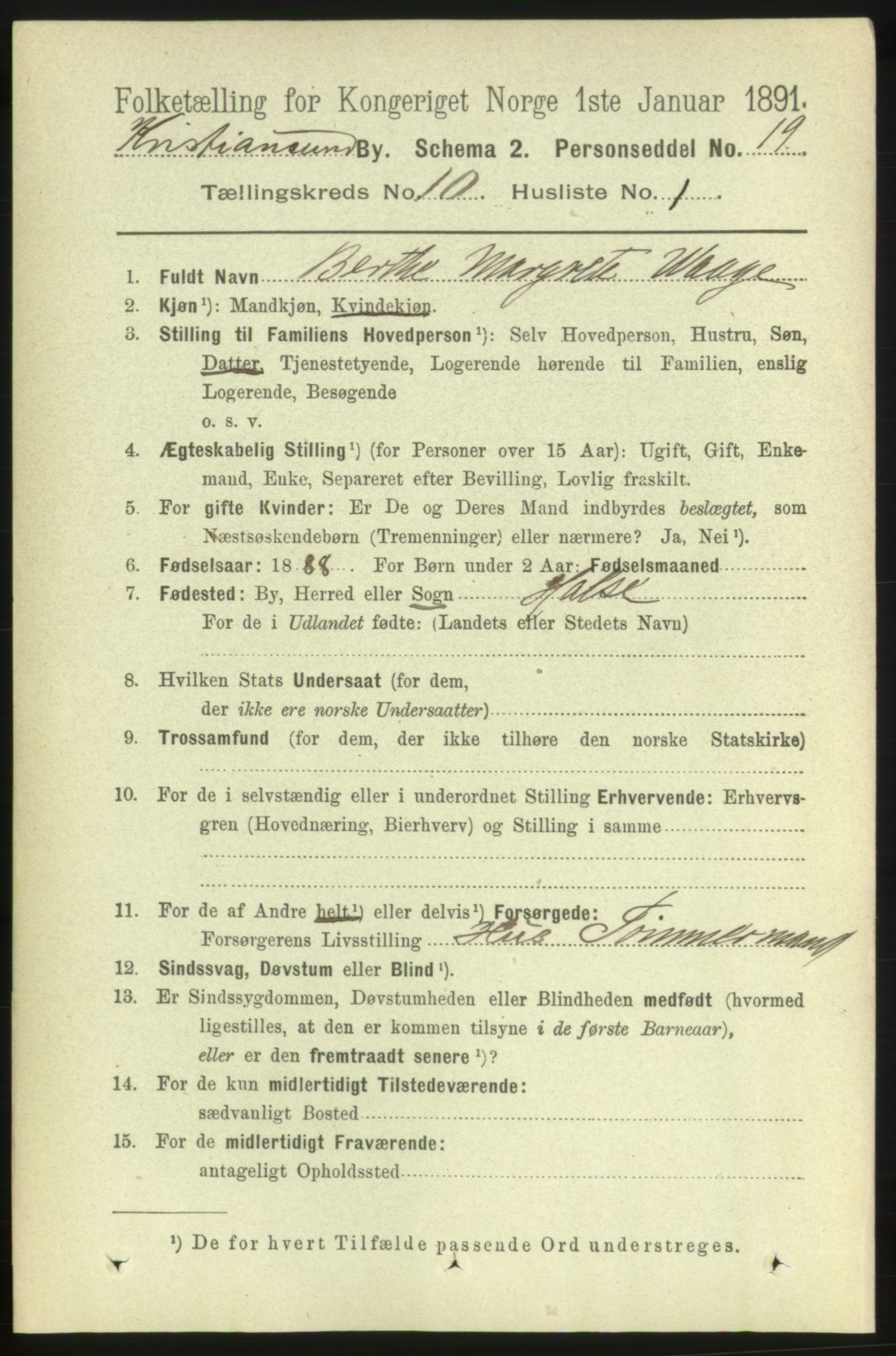 RA, 1891 census for 1503 Kristiansund, 1891, p. 8069