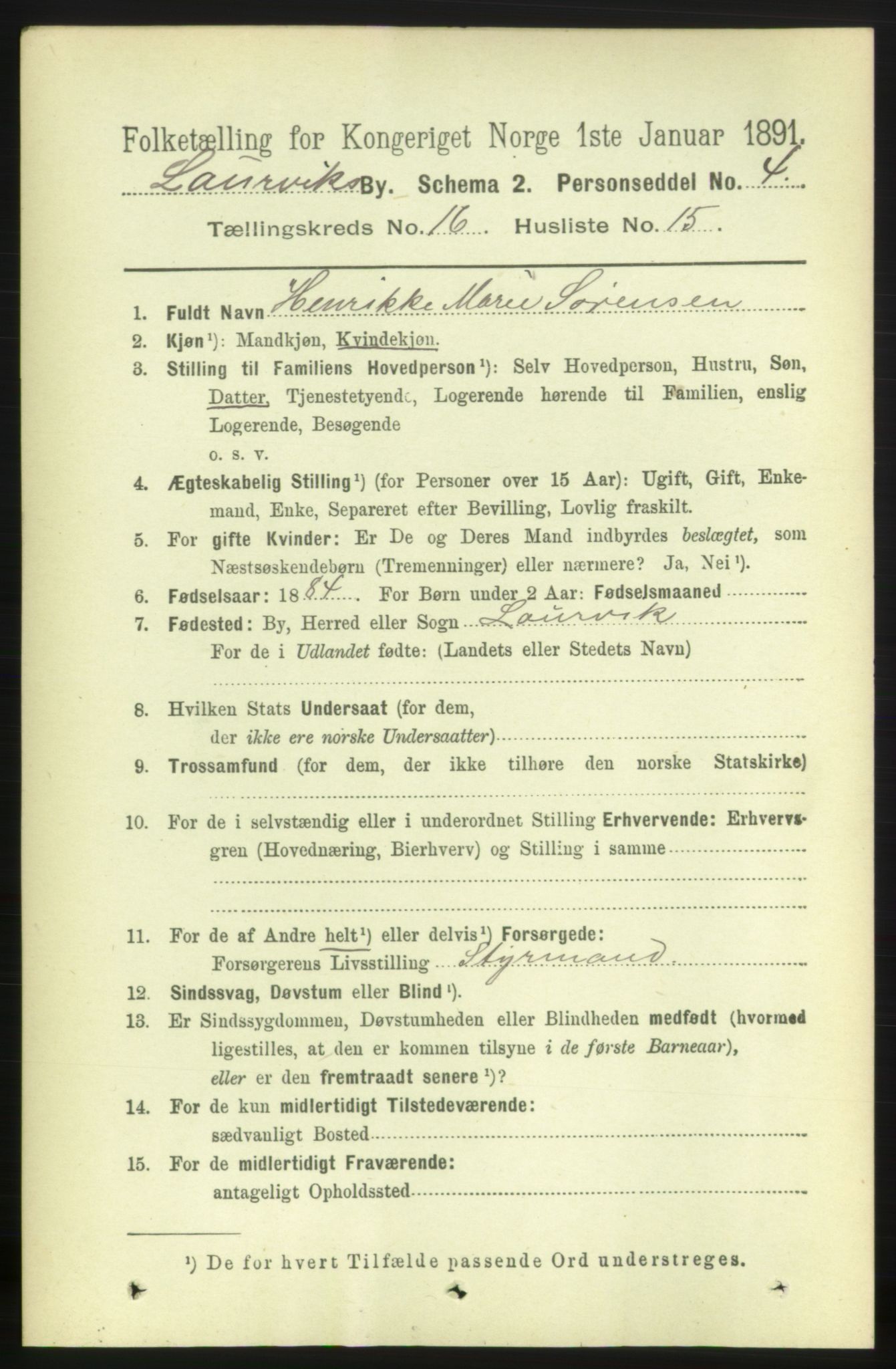 RA, 1891 census for 0707 Larvik, 1891, p. 11759