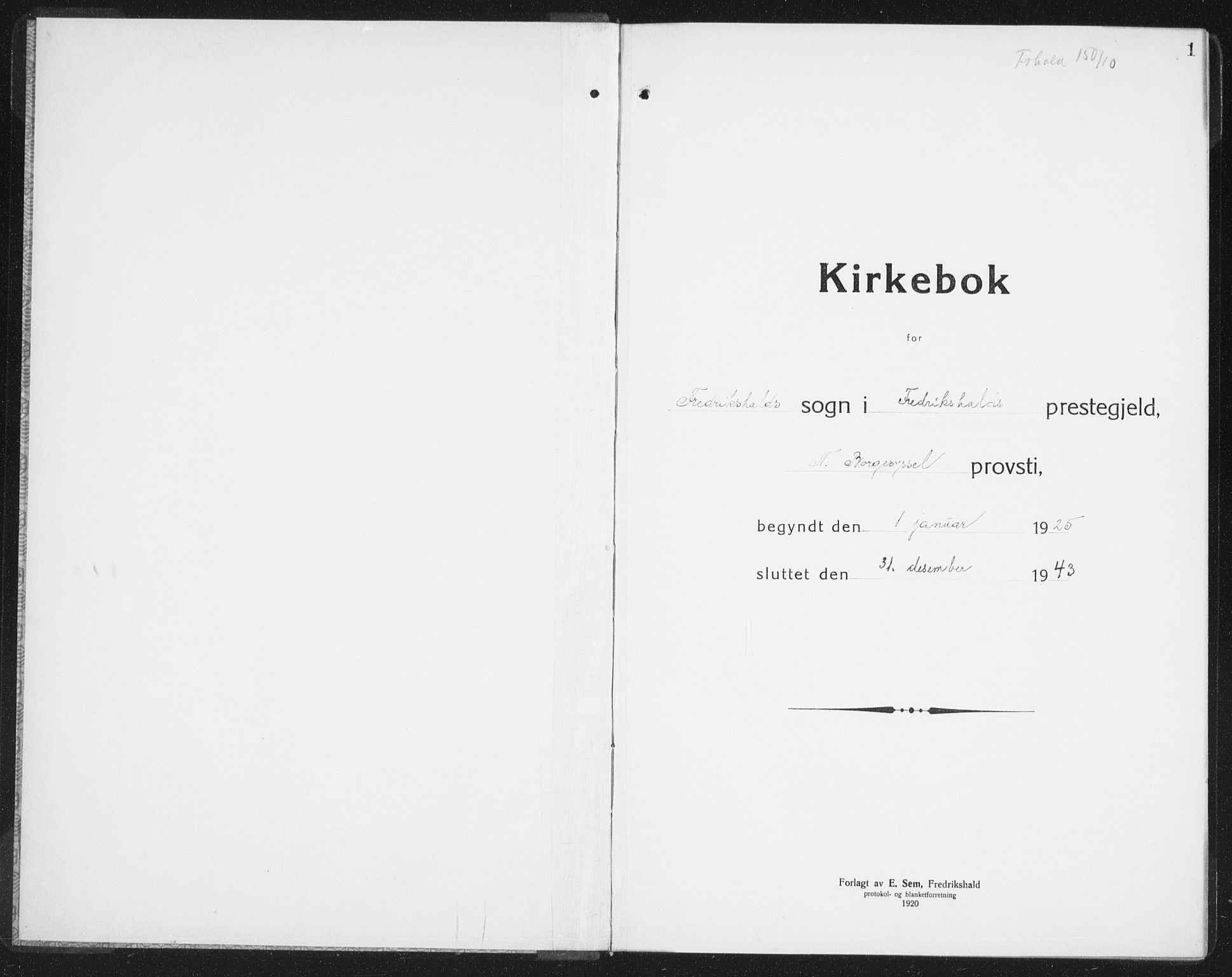 Halden prestekontor Kirkebøker, AV/SAO-A-10909/G/Ga/L0014: Parish register (copy) no. 14, 1925-1943, p. 1