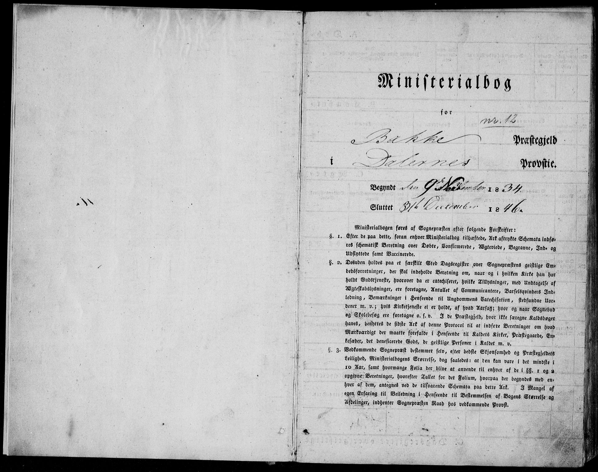 Bakke sokneprestkontor, SAK/1111-0002/F/Fa/Faa/L0004: Parish register (official) no. A 4, 1834-1846