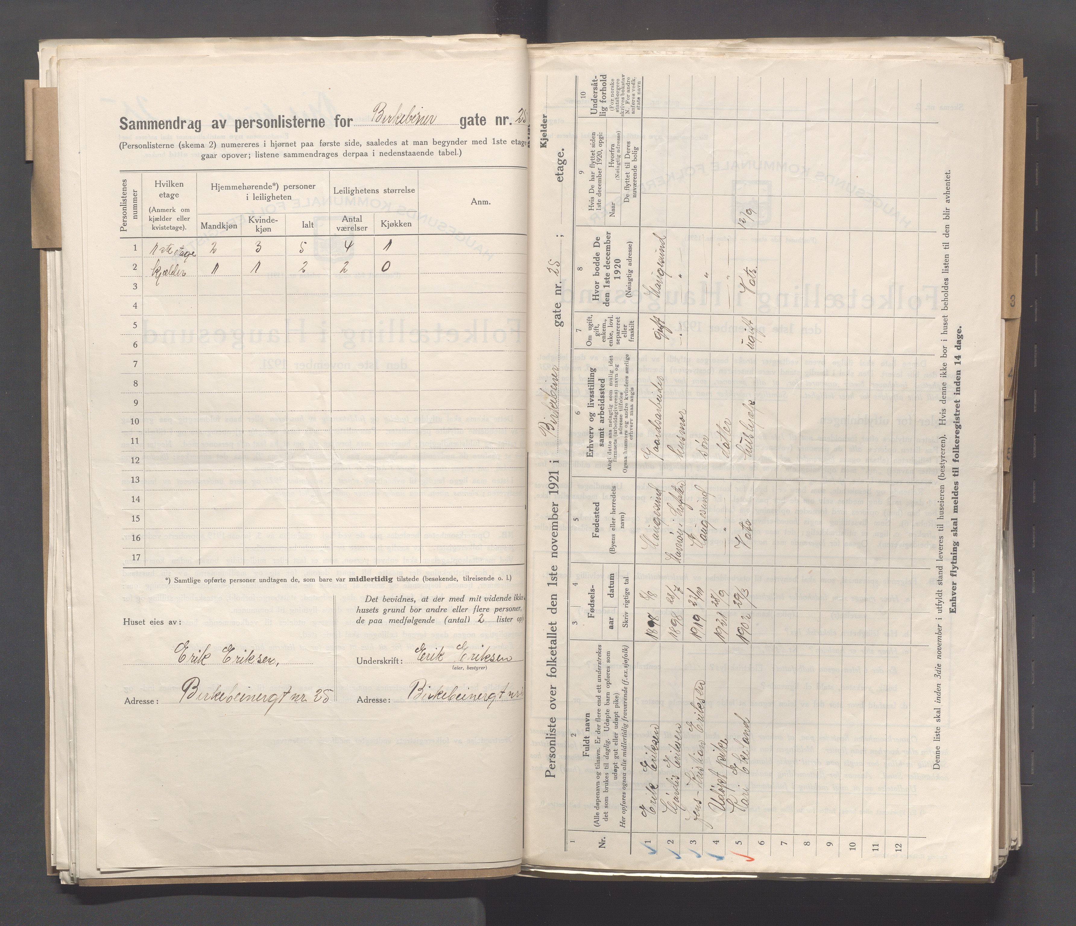 IKAR, Local census 1.11.1921 for Haugesund, 1921, p. 126