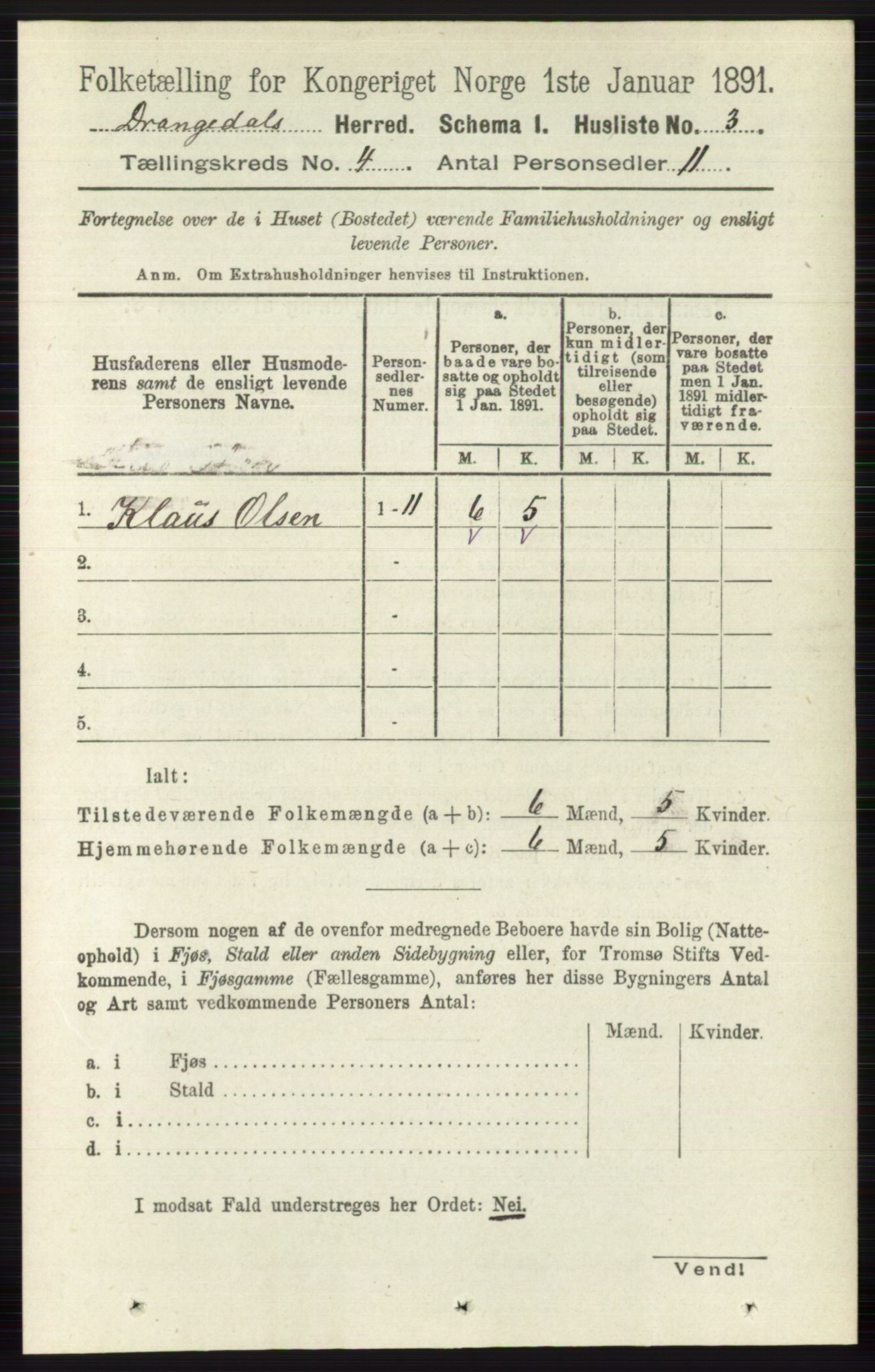 RA, 1891 census for 0817 Drangedal, 1891, p. 1249