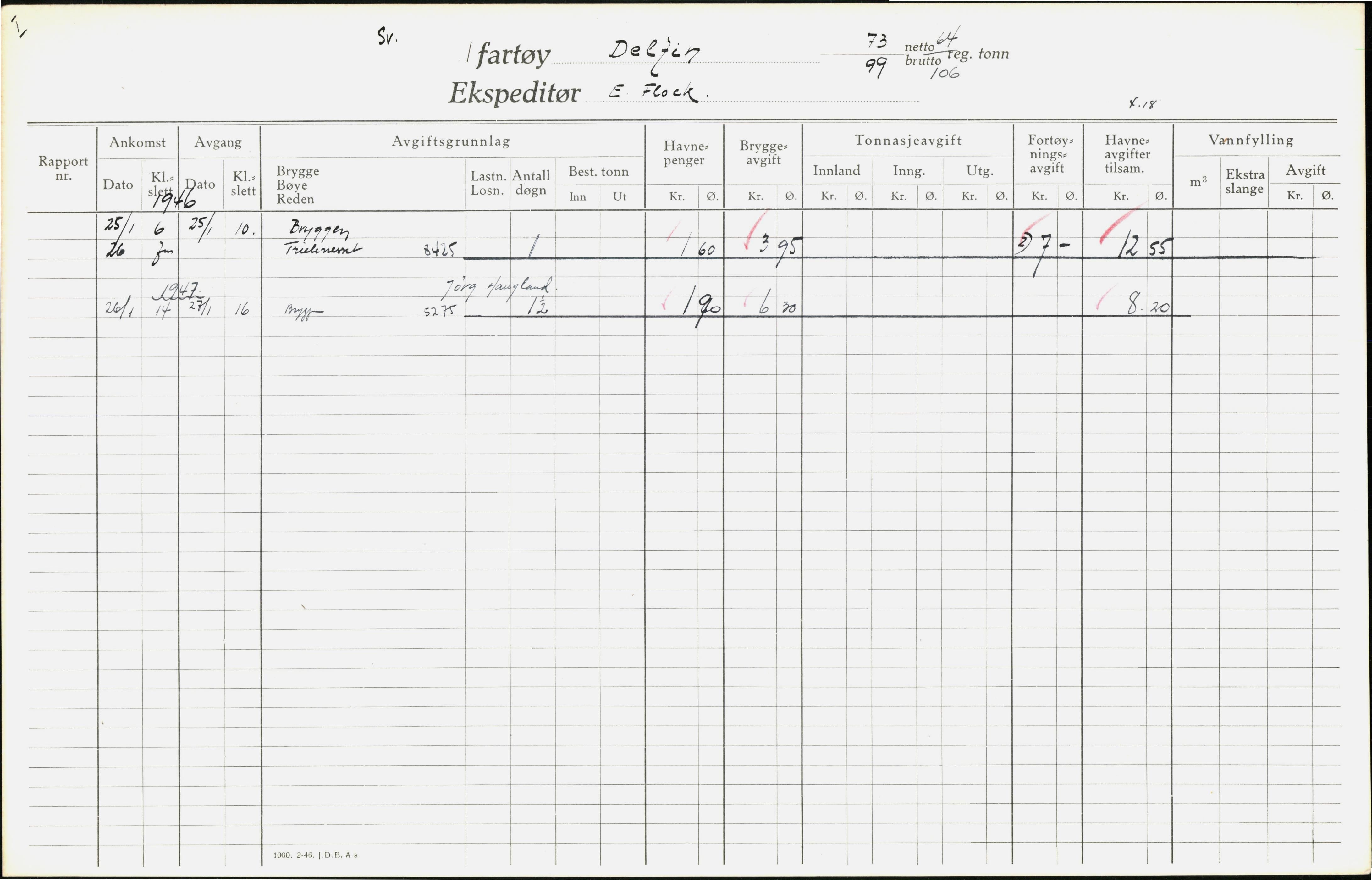 Bergen kommune. Havnekontor/havnefogd, BBA/A-0742/H/Ha/Hac/L0012: Skipsregister Dejrø-Døscherholmen, 1941-1975