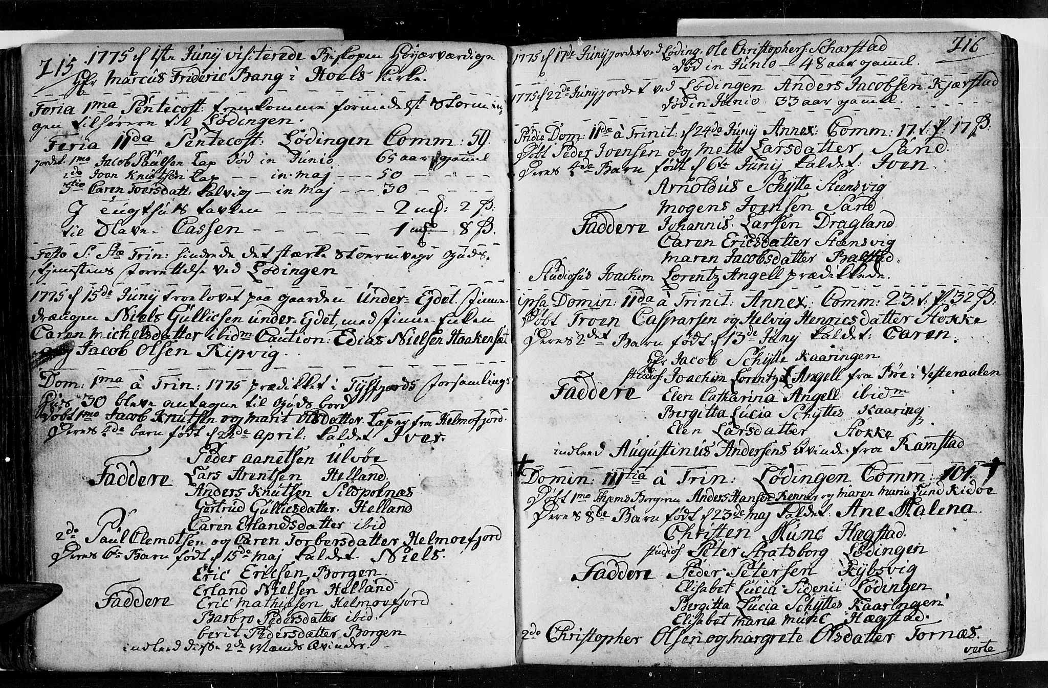 Ministerialprotokoller, klokkerbøker og fødselsregistre - Nordland, SAT/A-1459/872/L1029: Parish register (official) no. 872A04, 1765-1787, p. 215-216