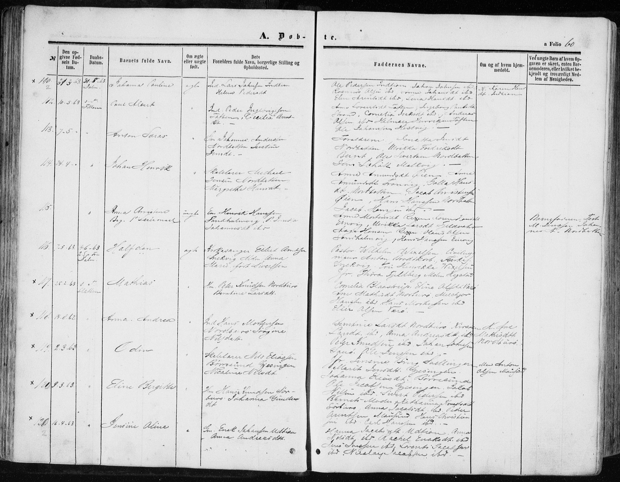 Ministerialprotokoller, klokkerbøker og fødselsregistre - Sør-Trøndelag, SAT/A-1456/634/L0531: Parish register (official) no. 634A07, 1861-1870, p. 60