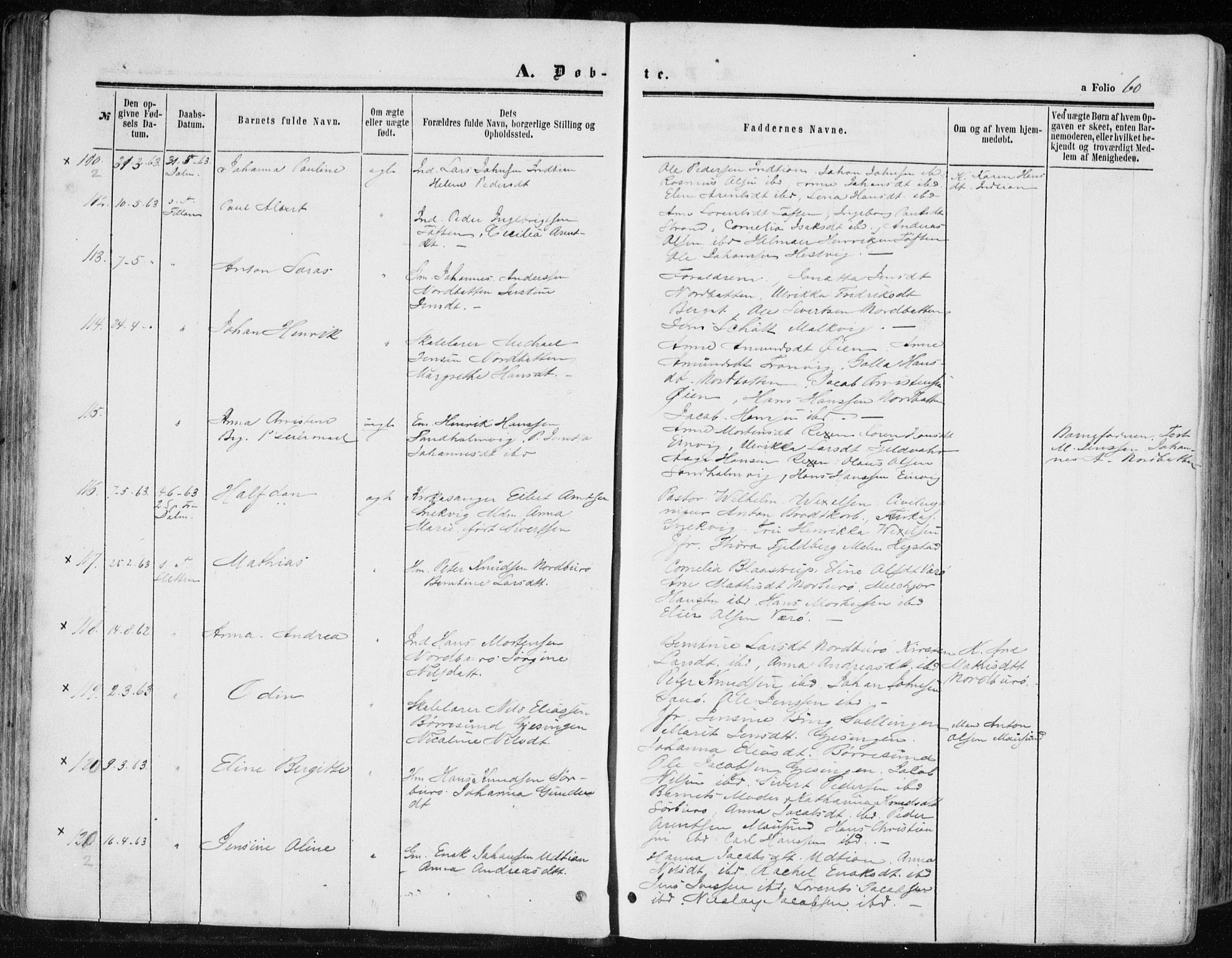 Ministerialprotokoller, klokkerbøker og fødselsregistre - Sør-Trøndelag, AV/SAT-A-1456/634/L0531: Parish register (official) no. 634A07, 1861-1870, p. 60