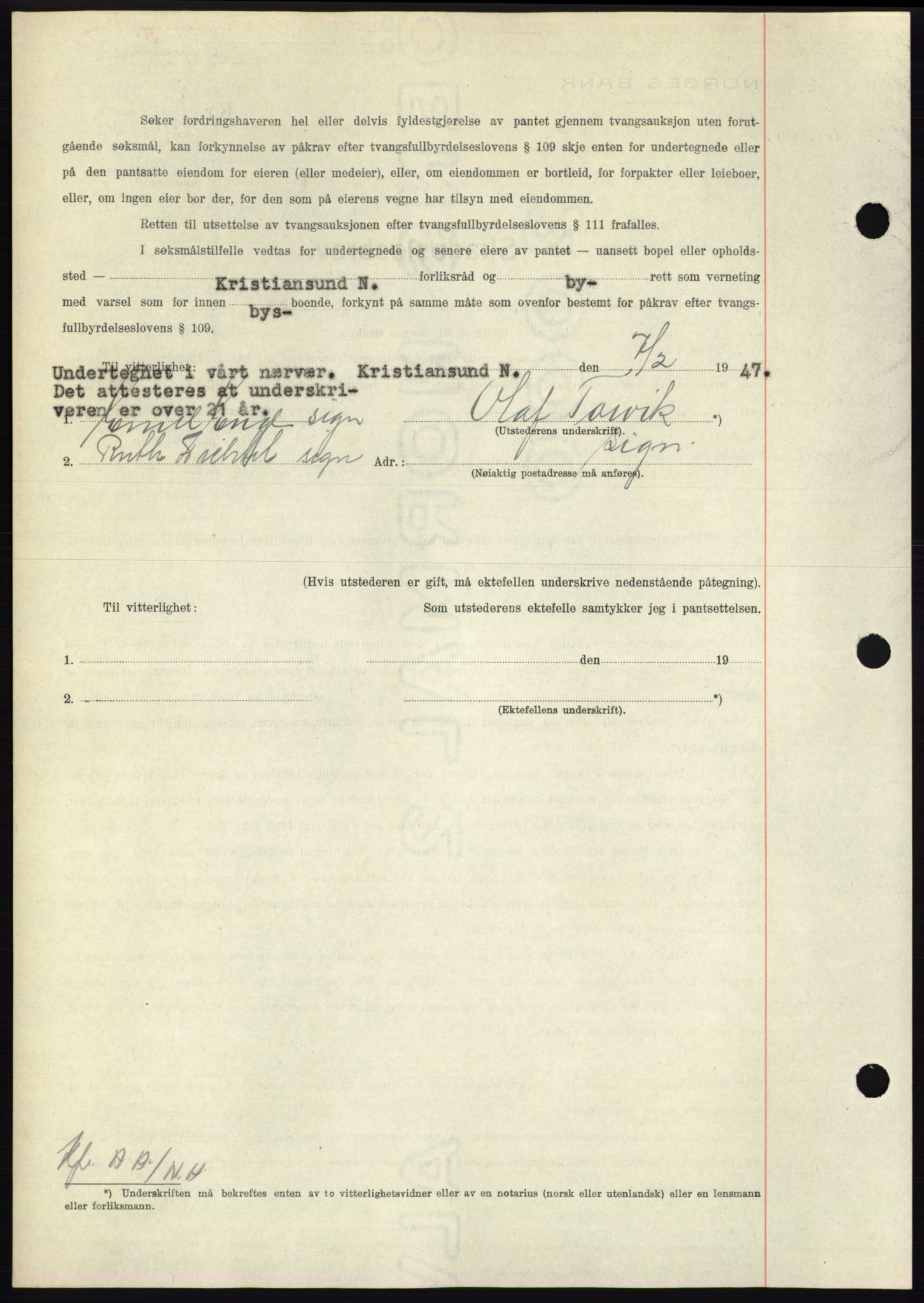 Nordmøre sorenskriveri, AV/SAT-A-4132/1/2/2Ca: Mortgage book no. B95, 1946-1947, Diary no: : 326/1947