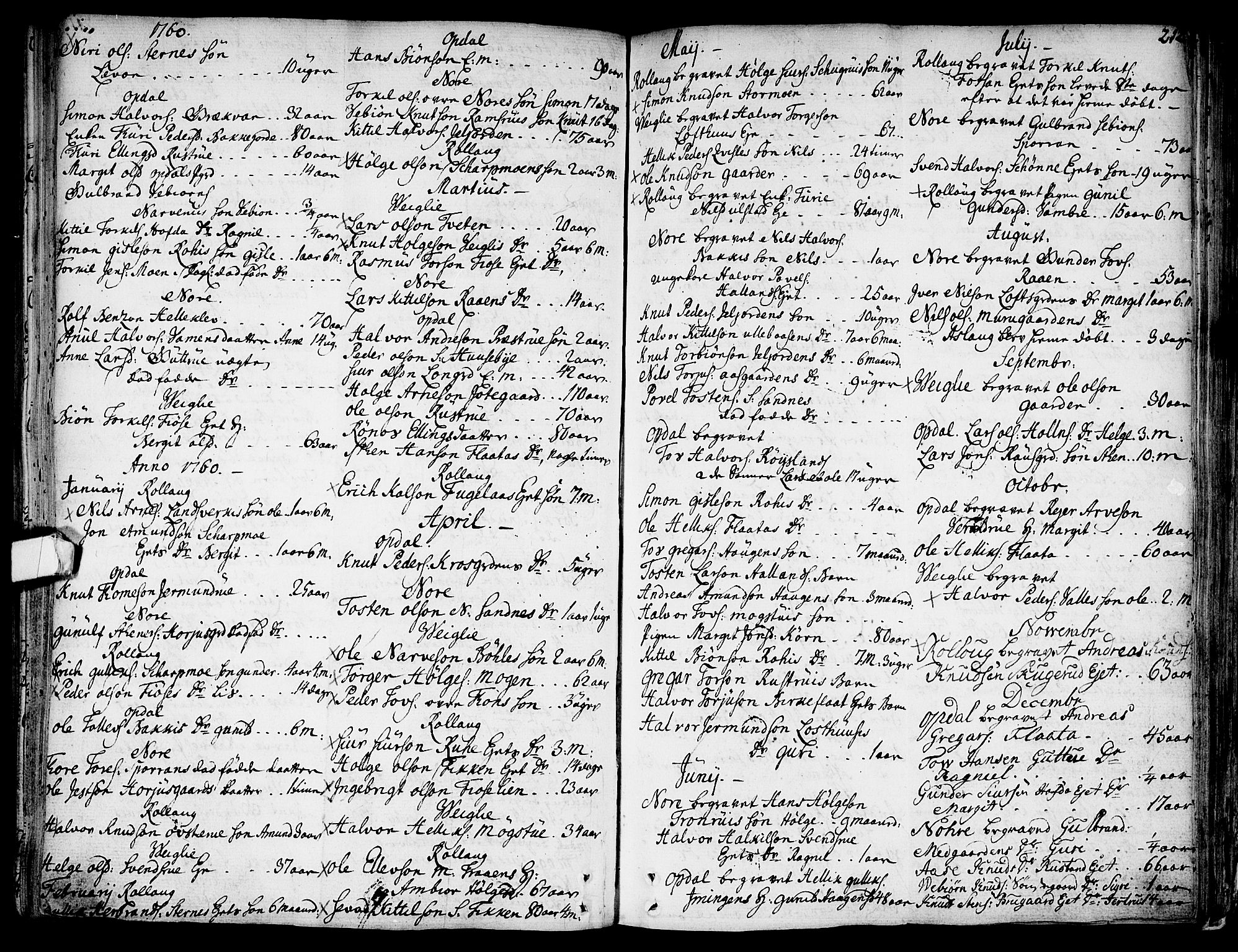 Rollag kirkebøker, SAKO/A-240/F/Fa/L0003: Parish register (official) no. I 3, 1743-1778, p. 212