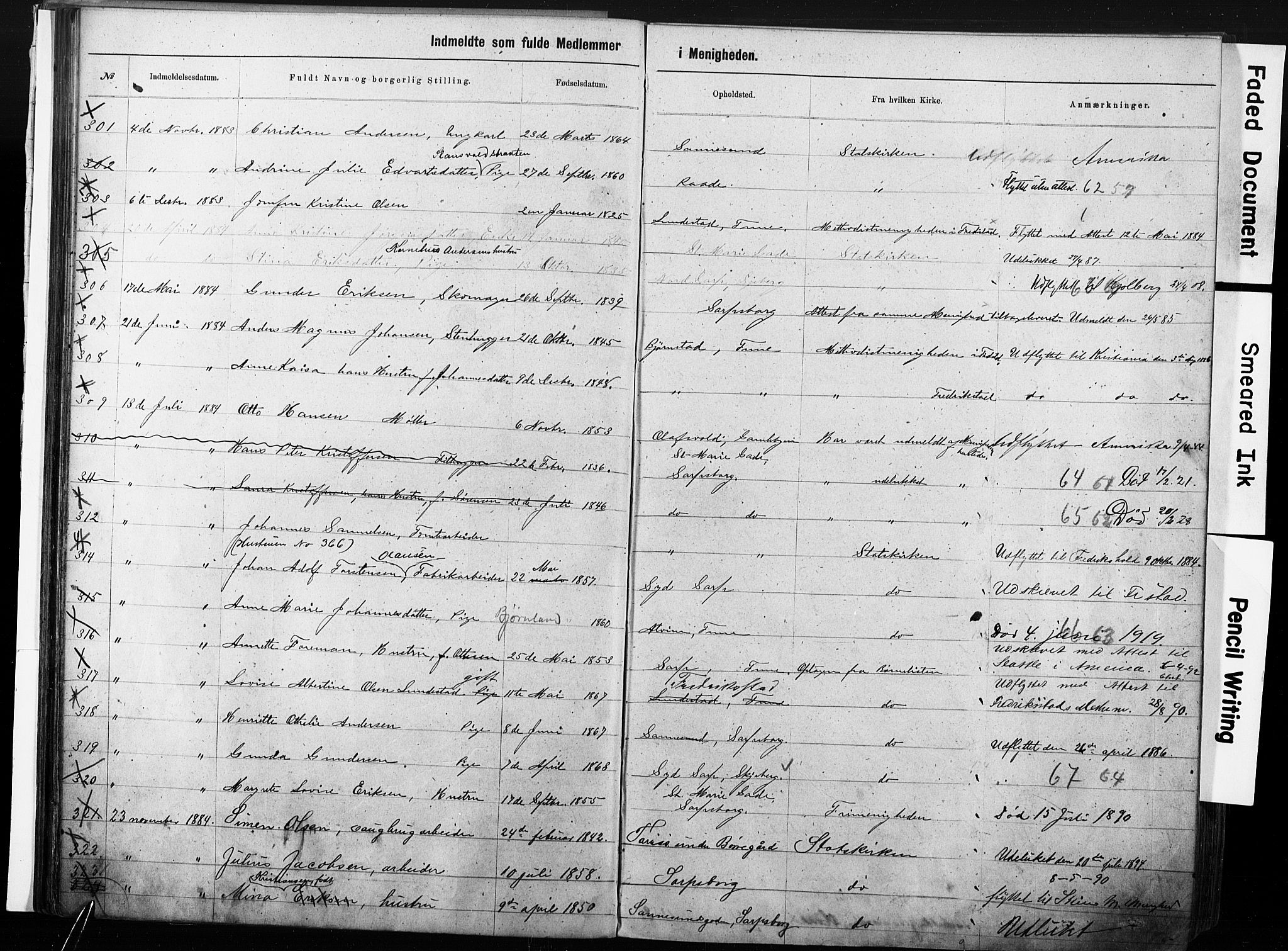 Sarpsborg metodistkirke, AV/SAO-PAO-0233/A/L0003: Dissenter register no. 3, 1856-1893