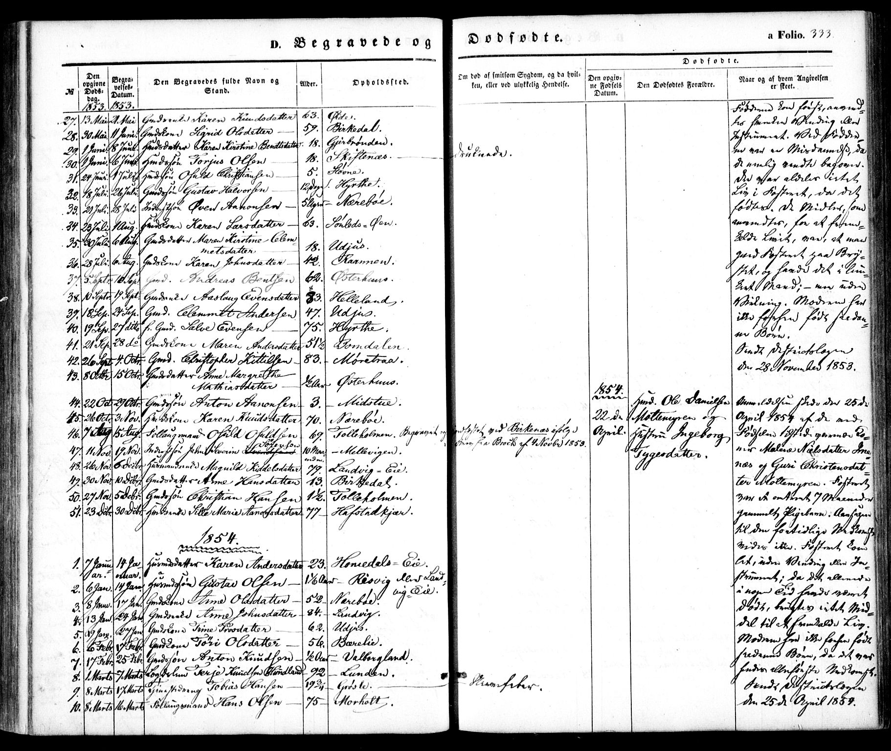 Hommedal sokneprestkontor, SAK/1111-0023/F/Fa/Fab/L0004: Parish register (official) no. A 4, 1848-1860, p. 333