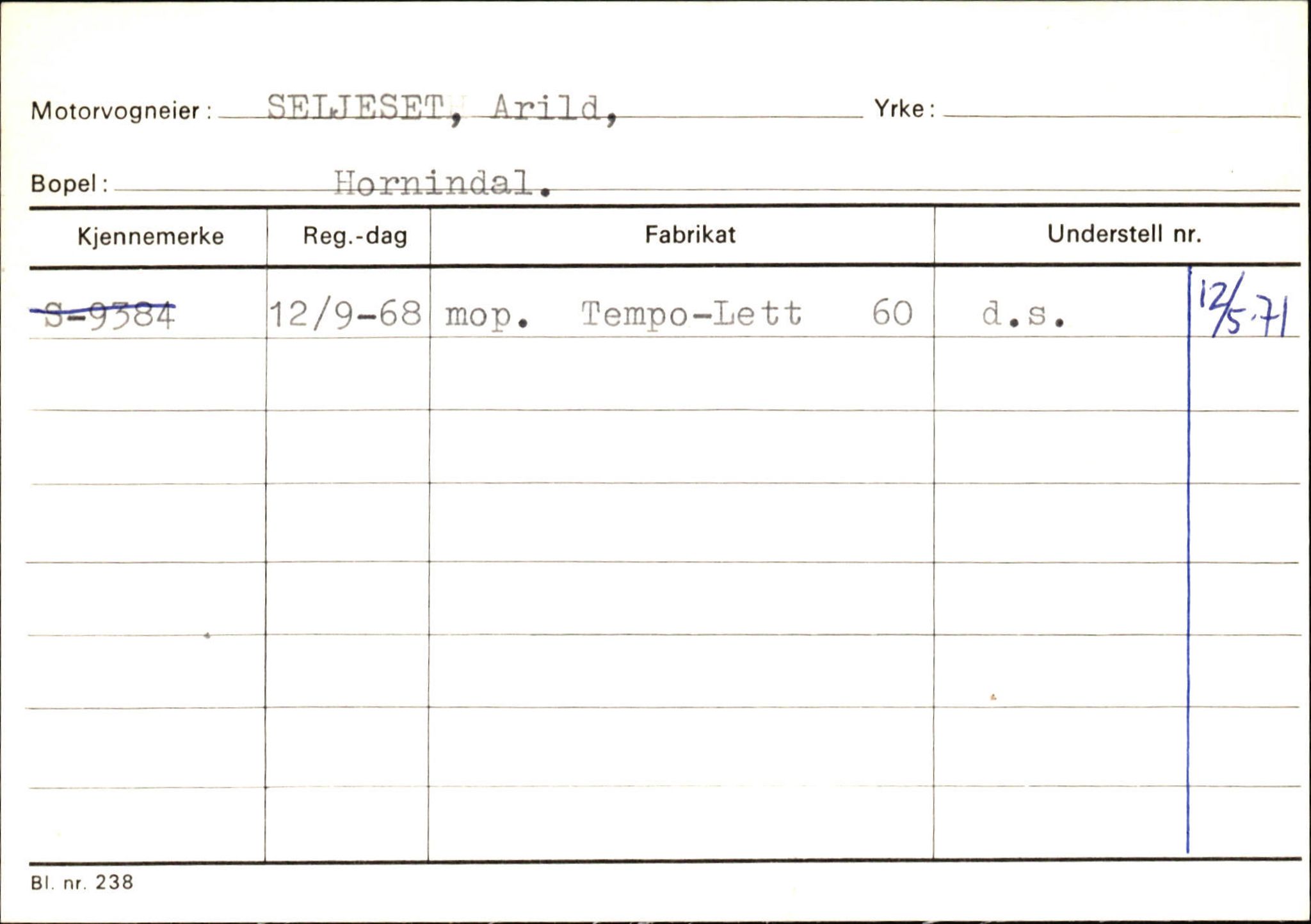 Statens vegvesen, Sogn og Fjordane vegkontor, SAB/A-5301/4/F/L0131: Eigarregister Høyanger P-Å. Stryn S-Å, 1945-1975, p. 1212