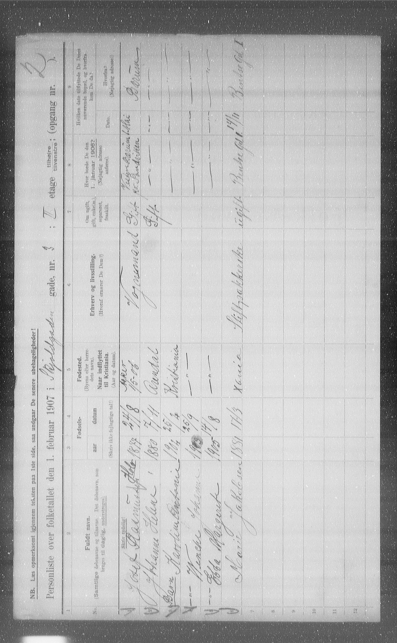 OBA, Municipal Census 1907 for Kristiania, 1907, p. 49110