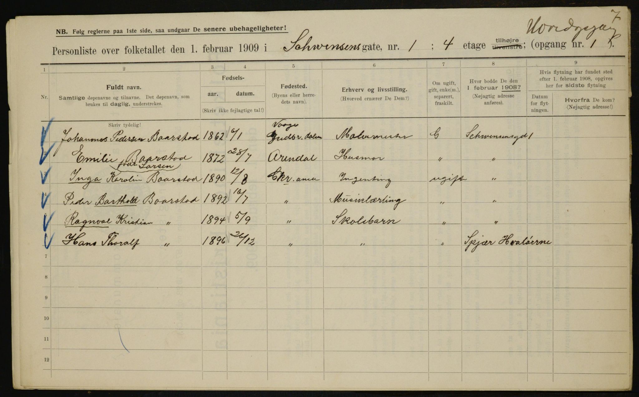 OBA, Municipal Census 1909 for Kristiania, 1909, p. 84125