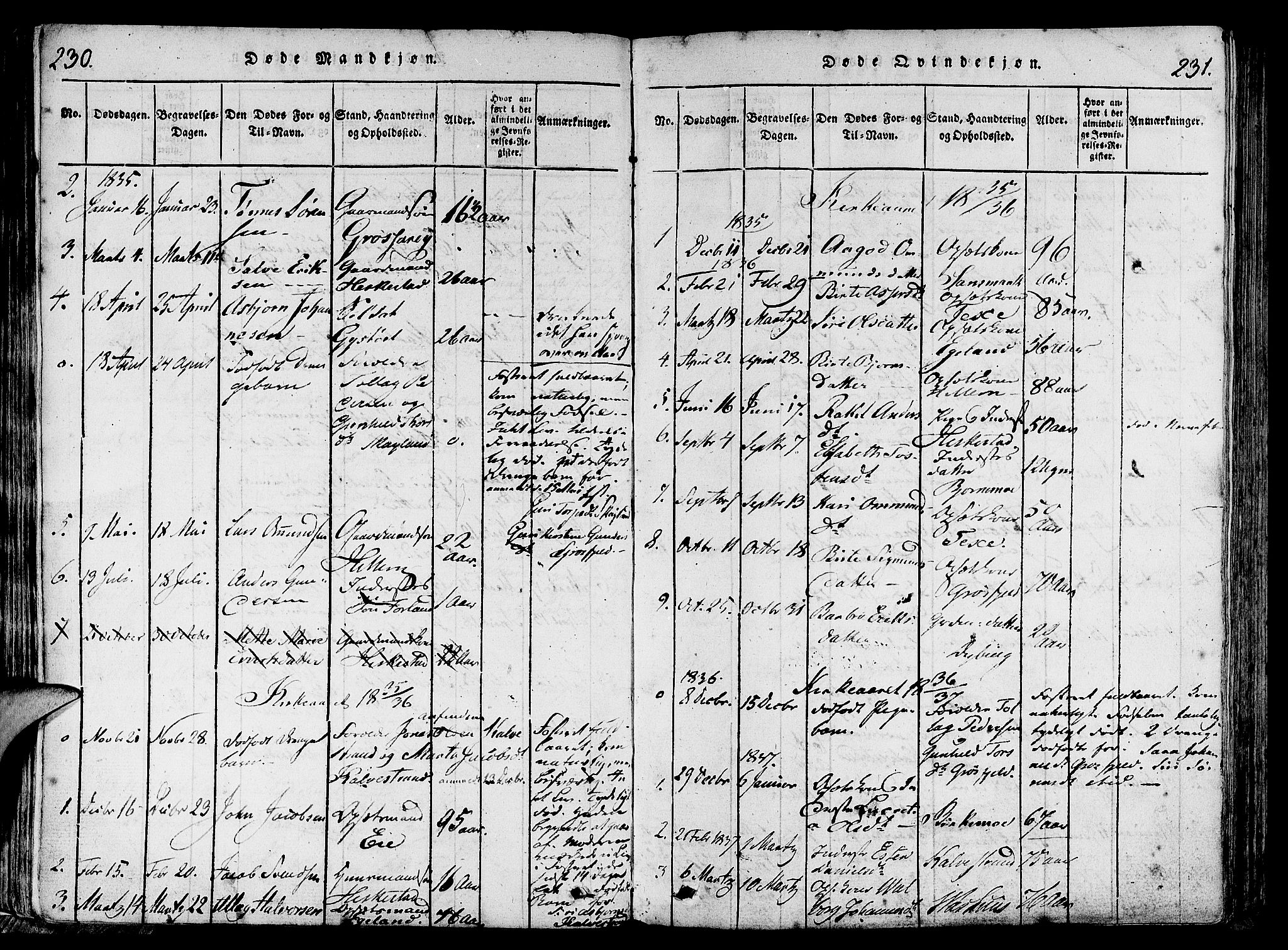Lund sokneprestkontor, SAST/A-101809/S06/L0006: Parish register (official) no. A 6, 1816-1839, p. 230-231