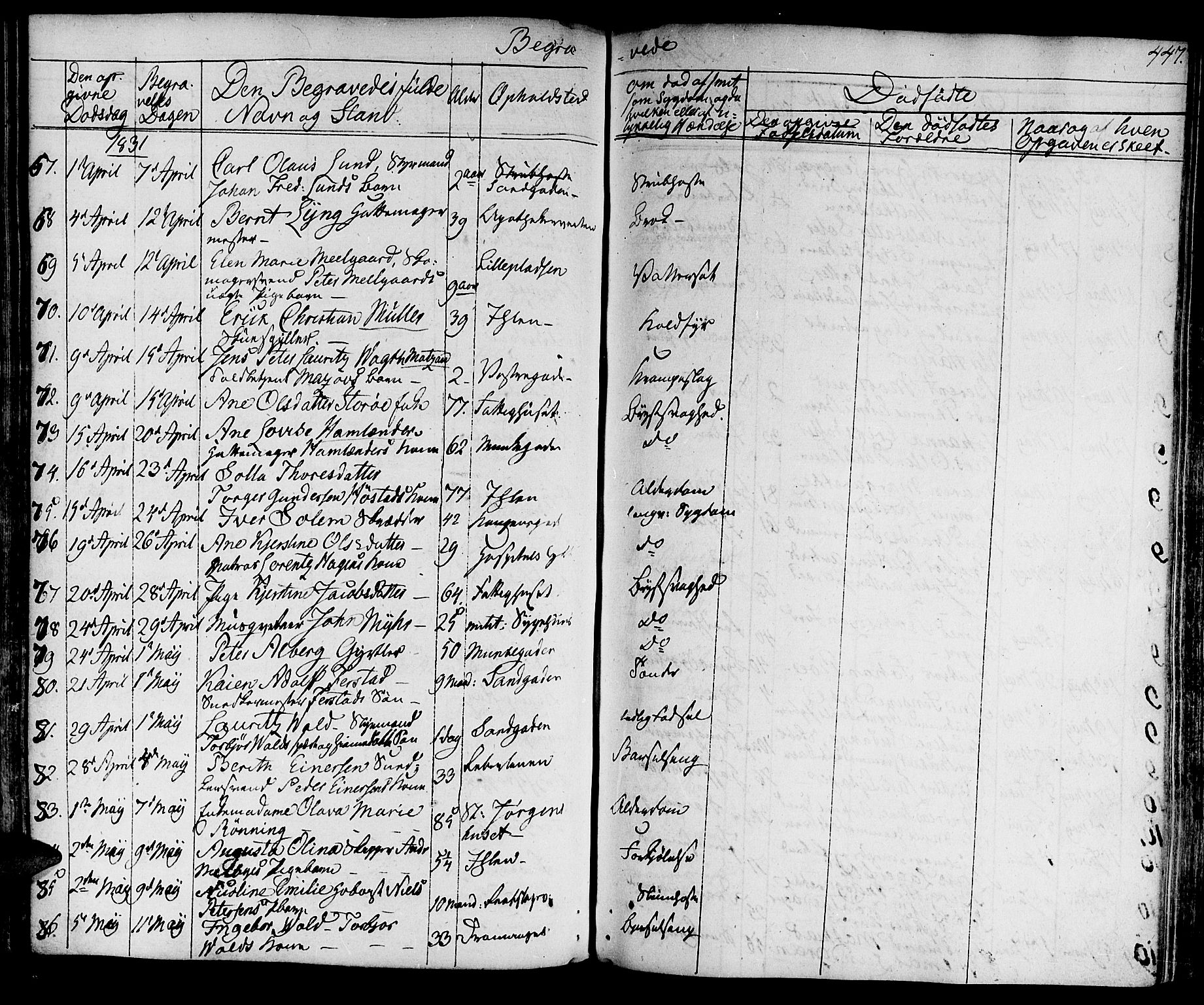 Ministerialprotokoller, klokkerbøker og fødselsregistre - Sør-Trøndelag, AV/SAT-A-1456/601/L0045: Parish register (official) no. 601A13, 1821-1831, p. 447