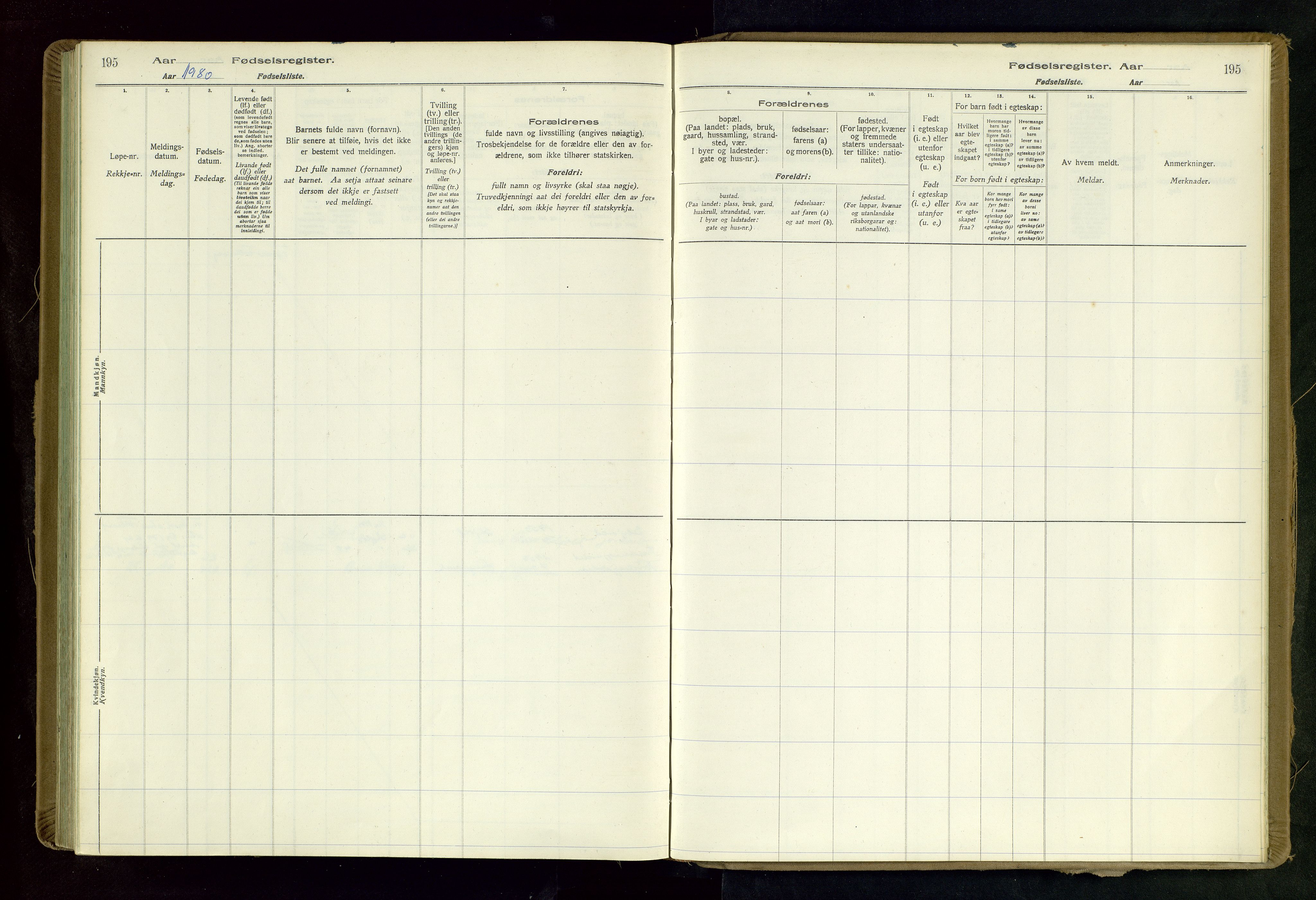Tysvær sokneprestkontor, SAST/A -101864/I/Id/L0004: Birth register no. 4, 1916-1979, p. 195